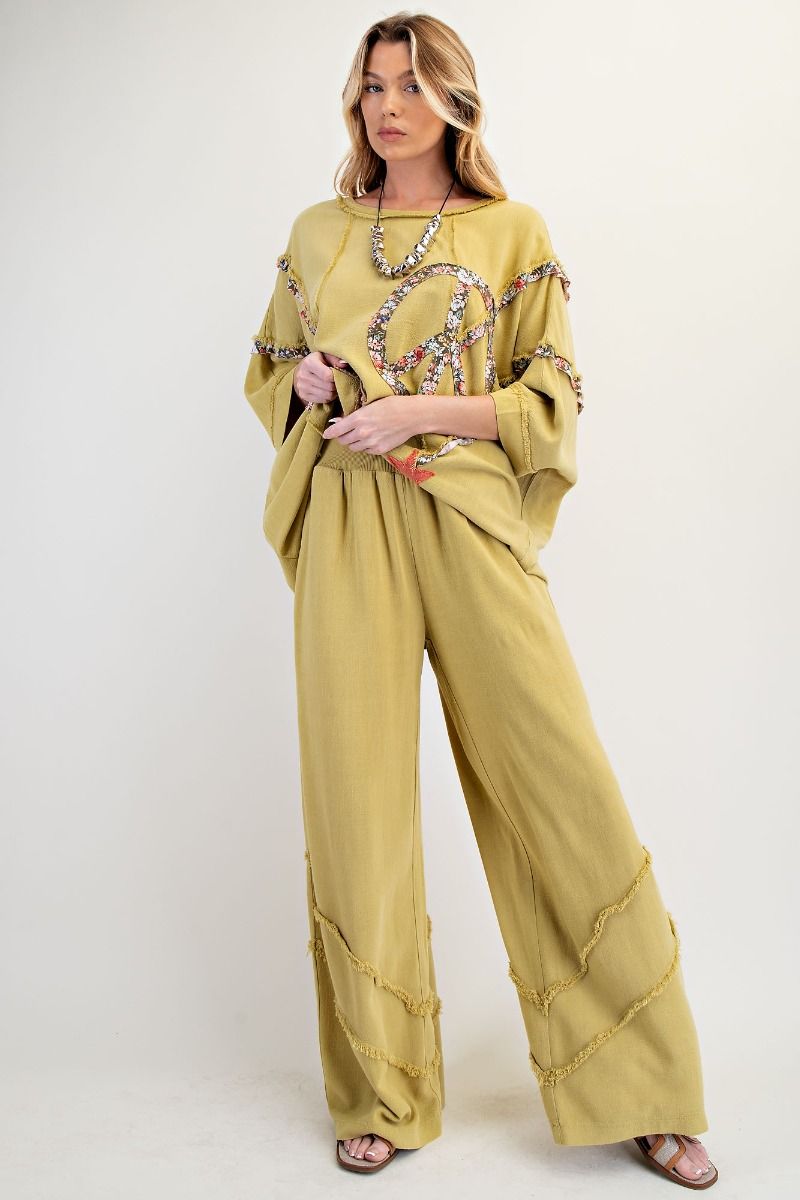Easel LINEN PATCH MINERAL WASHED TUNIC SET