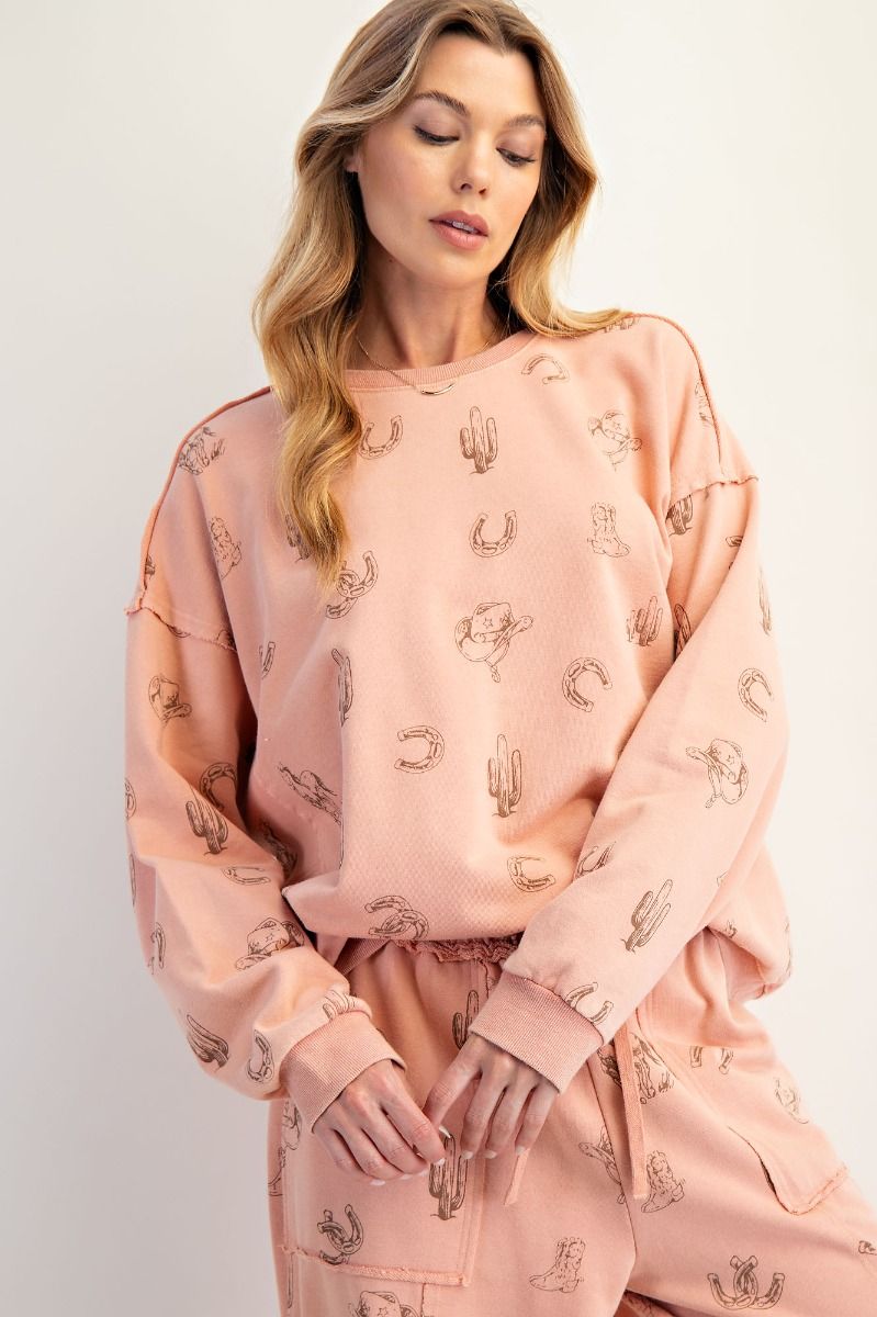 Easel western twill terry knit set