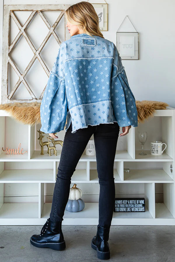 Oli and Hali washed star denim top