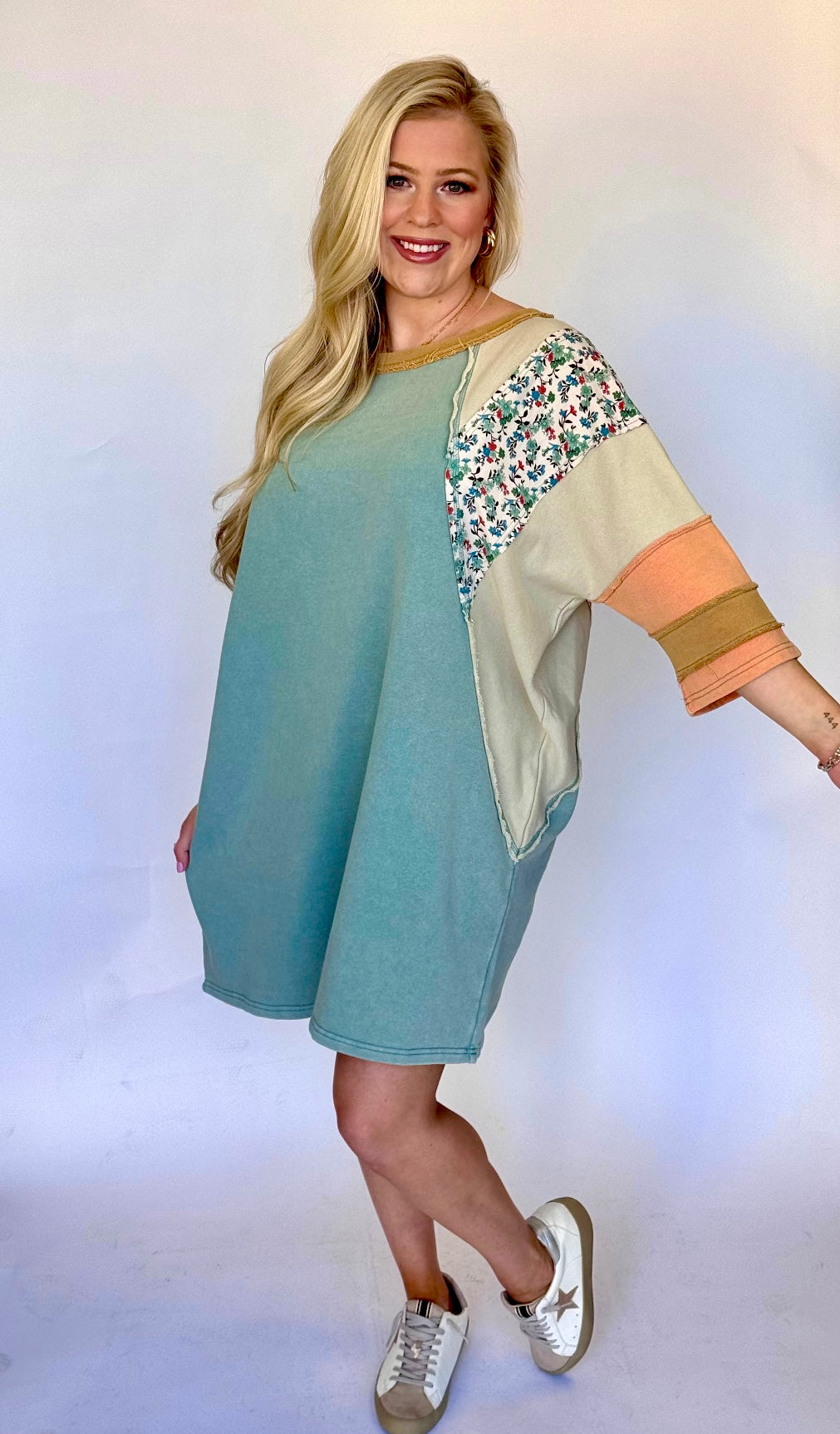 Easel mineral wash sweatshirt dress