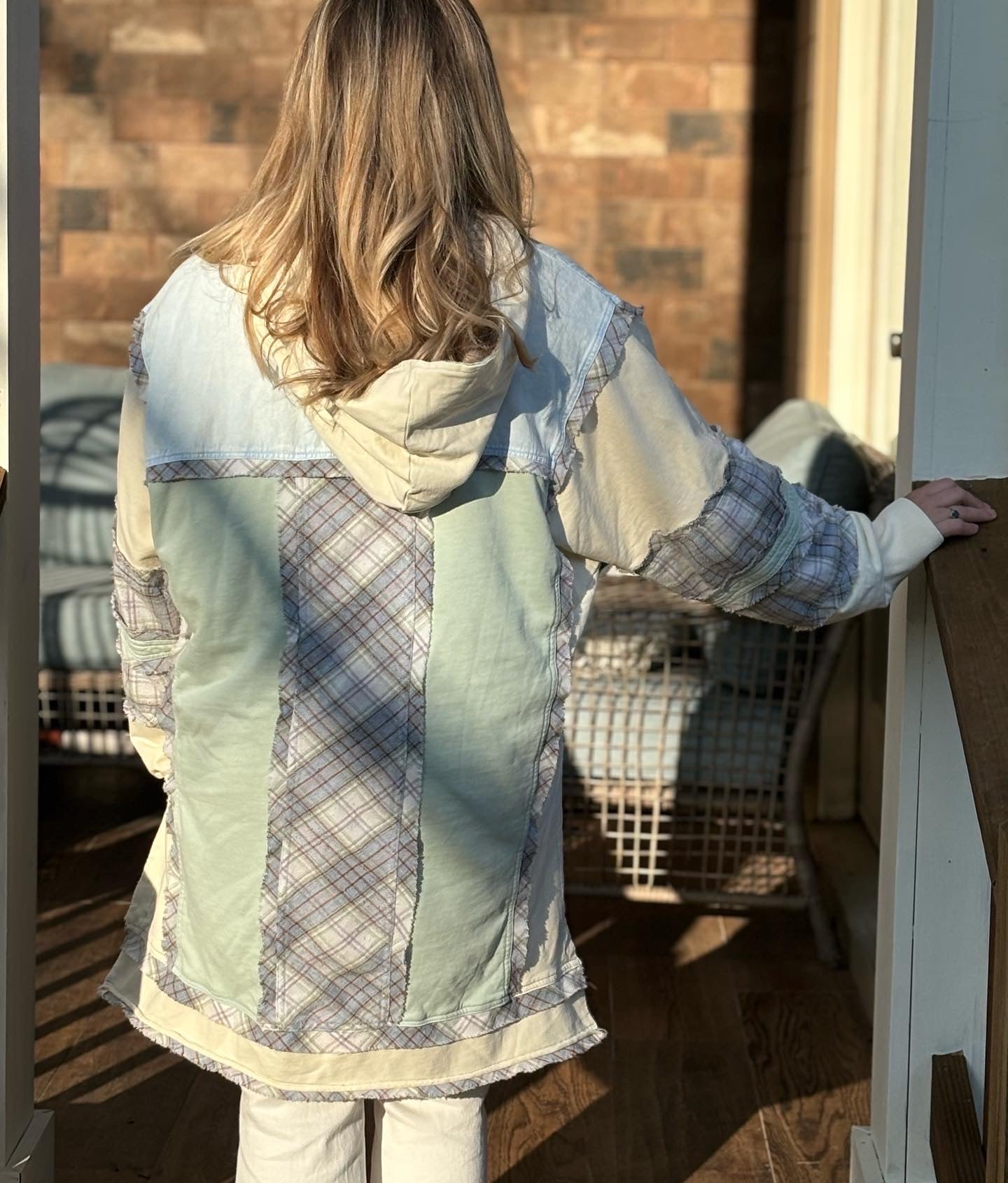 Blue velvet oversized hoodie