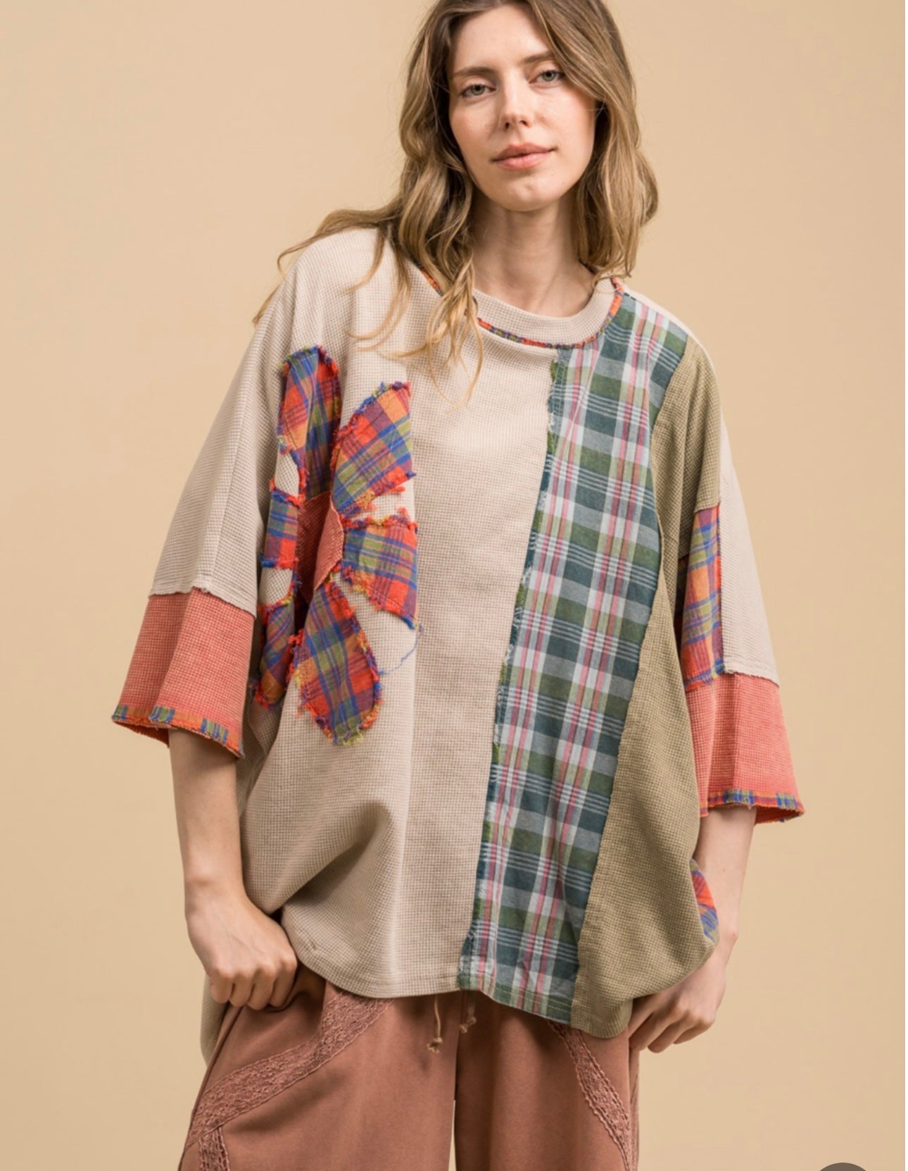Blue velvet daisy patch tops
