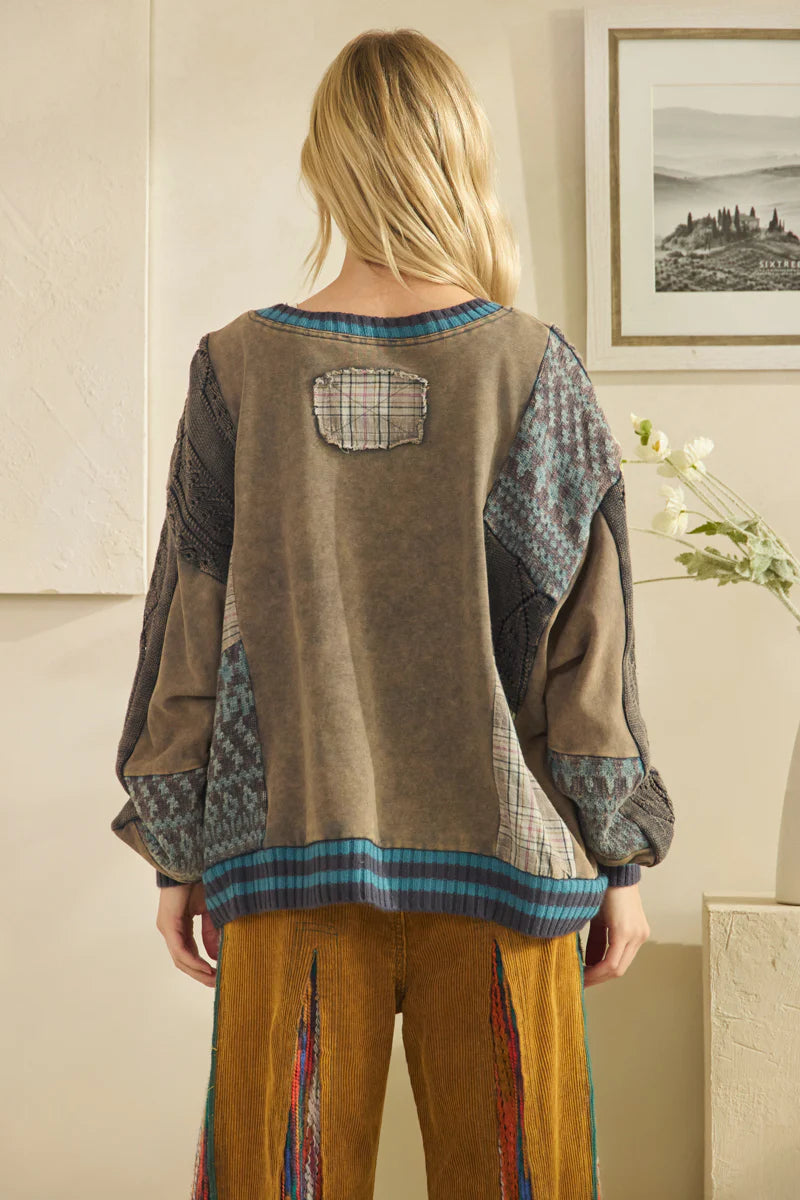 Oli and Hali sweater mix fabric sweatshirt