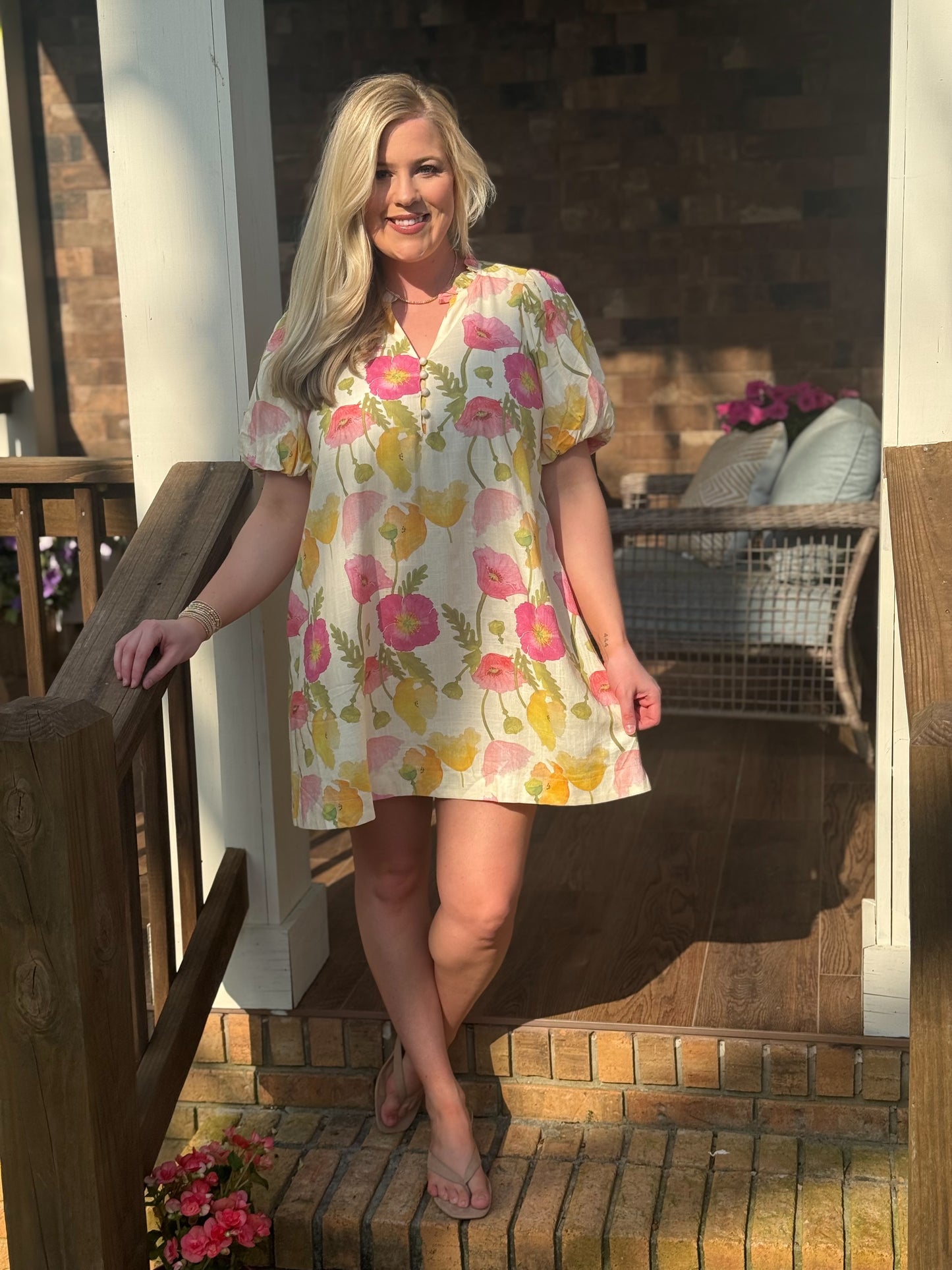 Entro floral linen lined dress