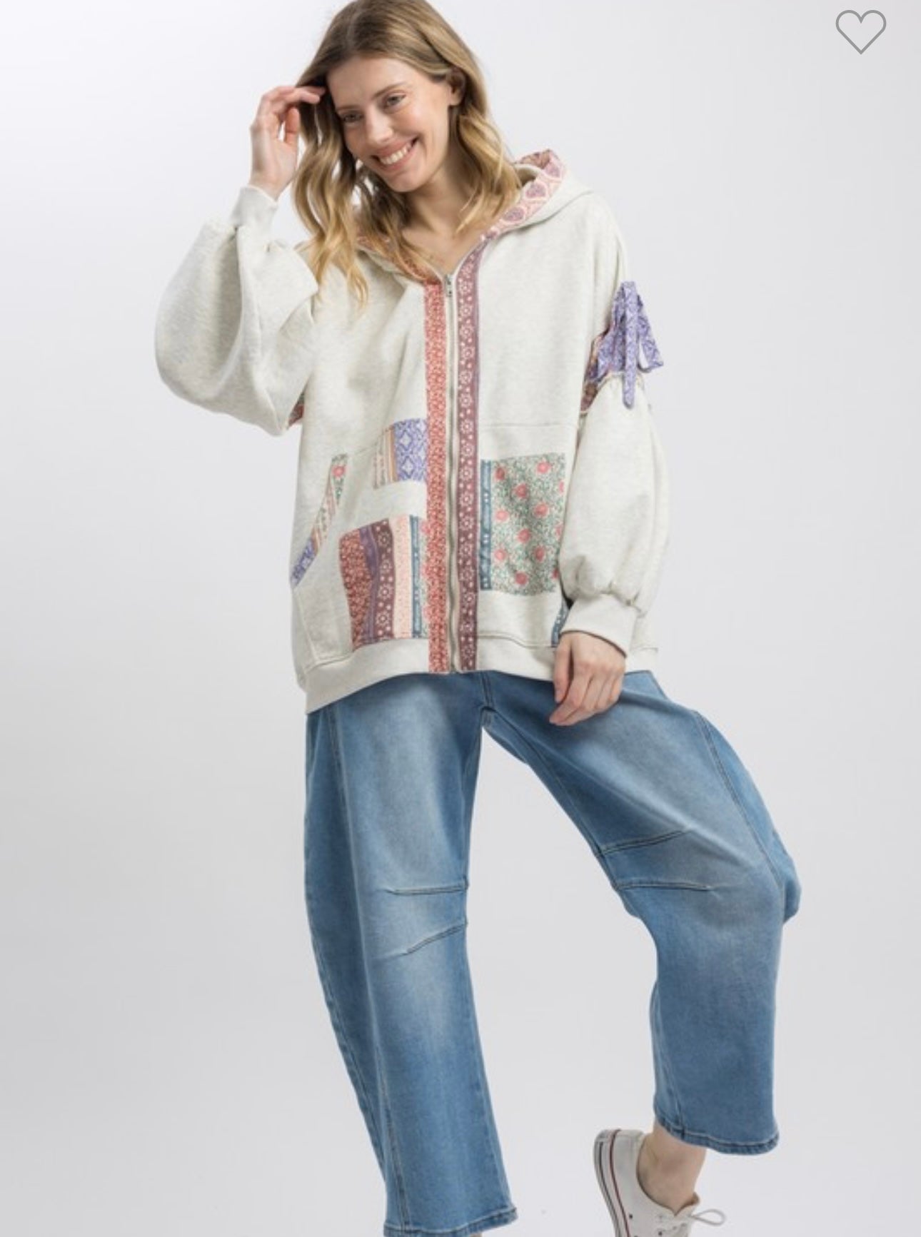 Blue velvet patch zip up