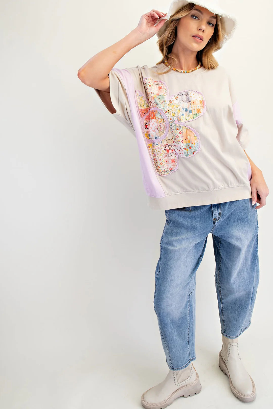 Easel flower patch top lilac