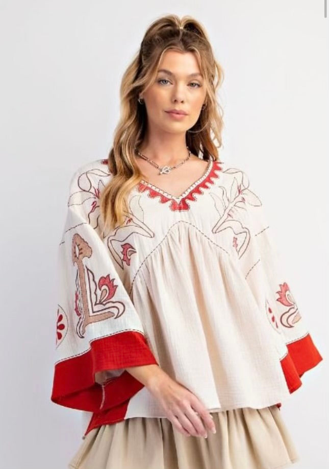 Easel Embroidered top