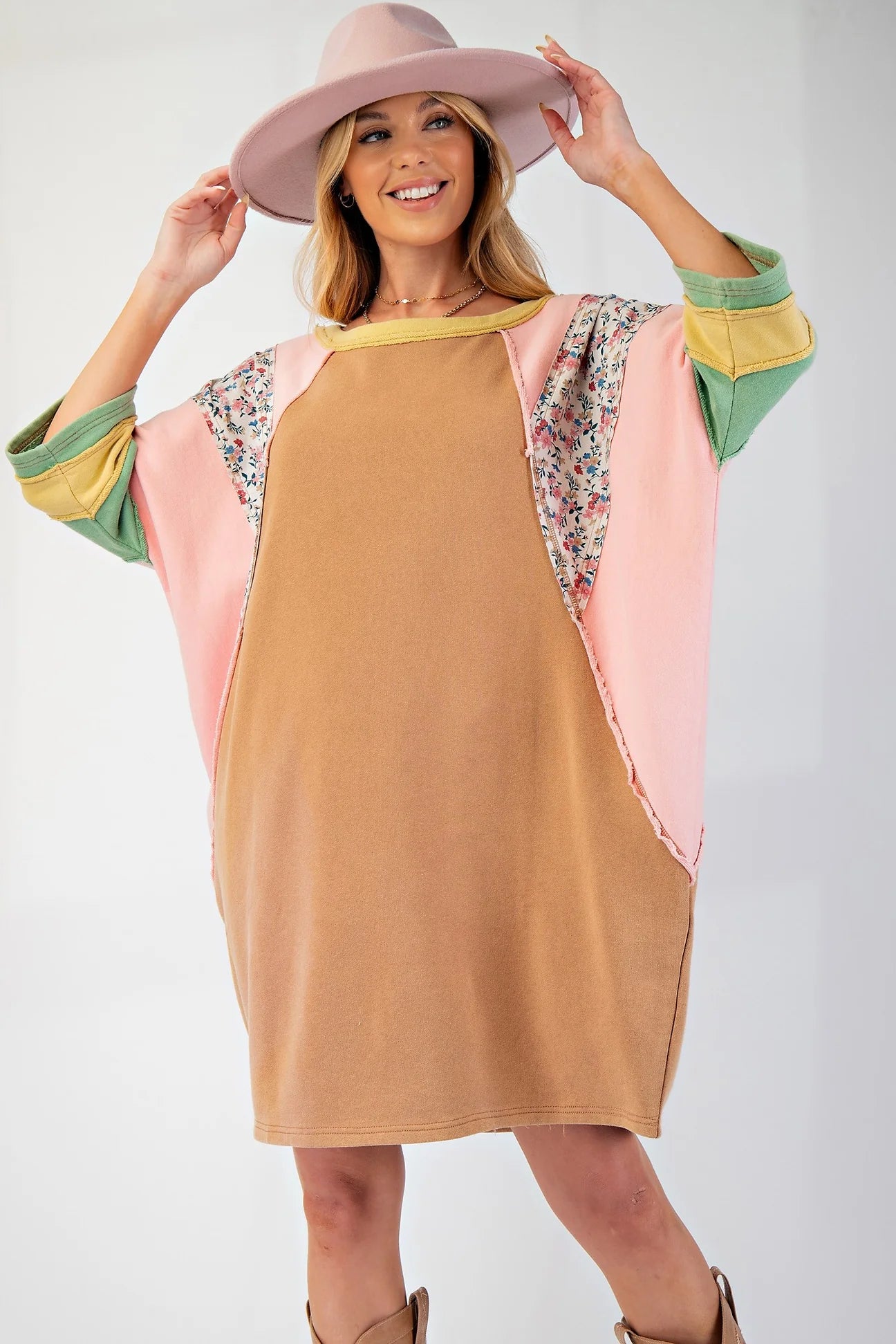 Easel mineral wash sweatshirt dress