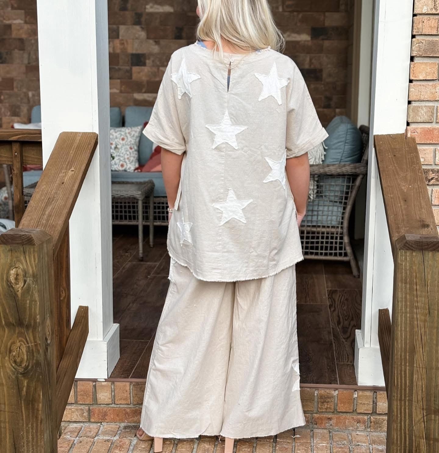 Blue velvet star linen set