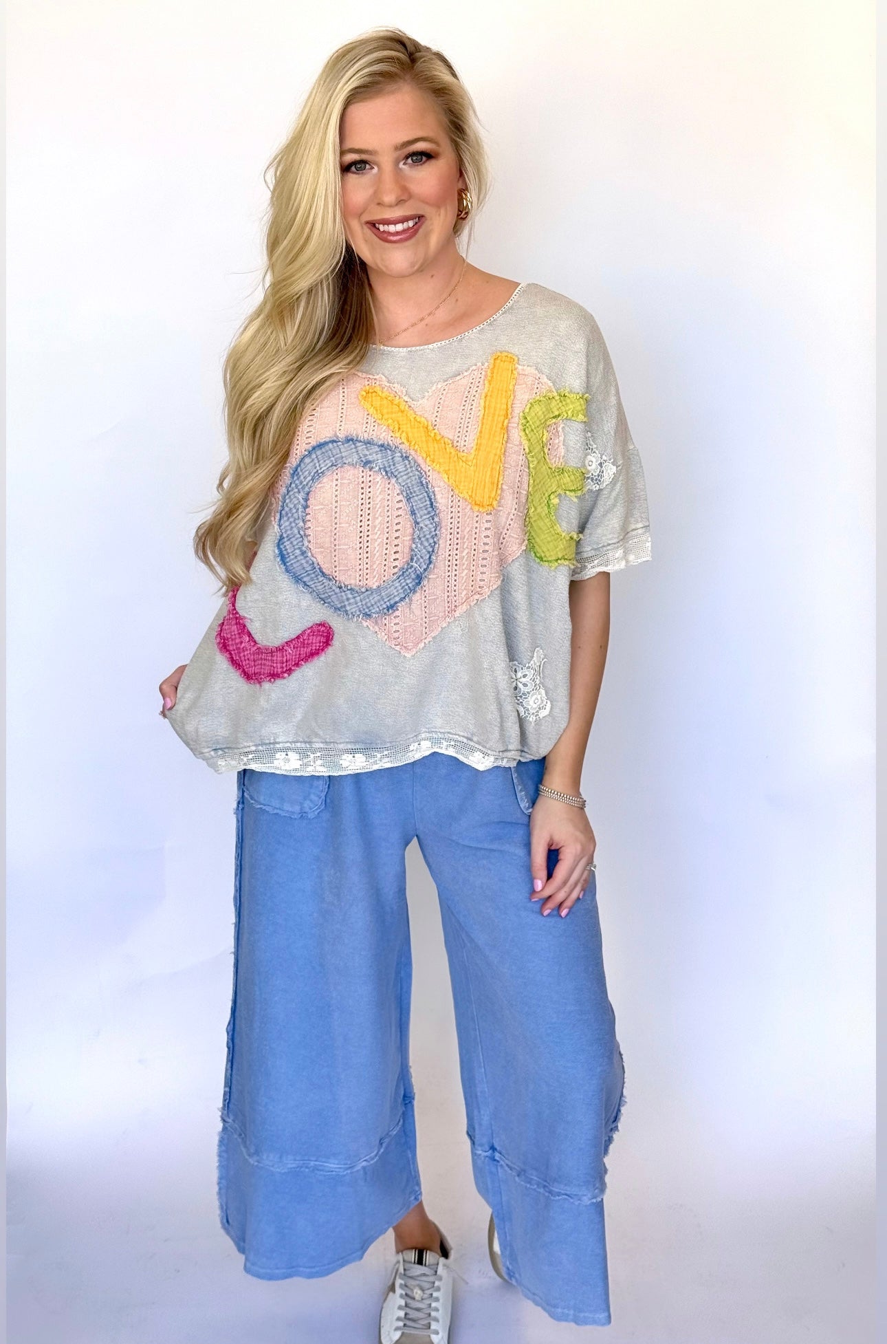 Oli and Hali love patchwork top