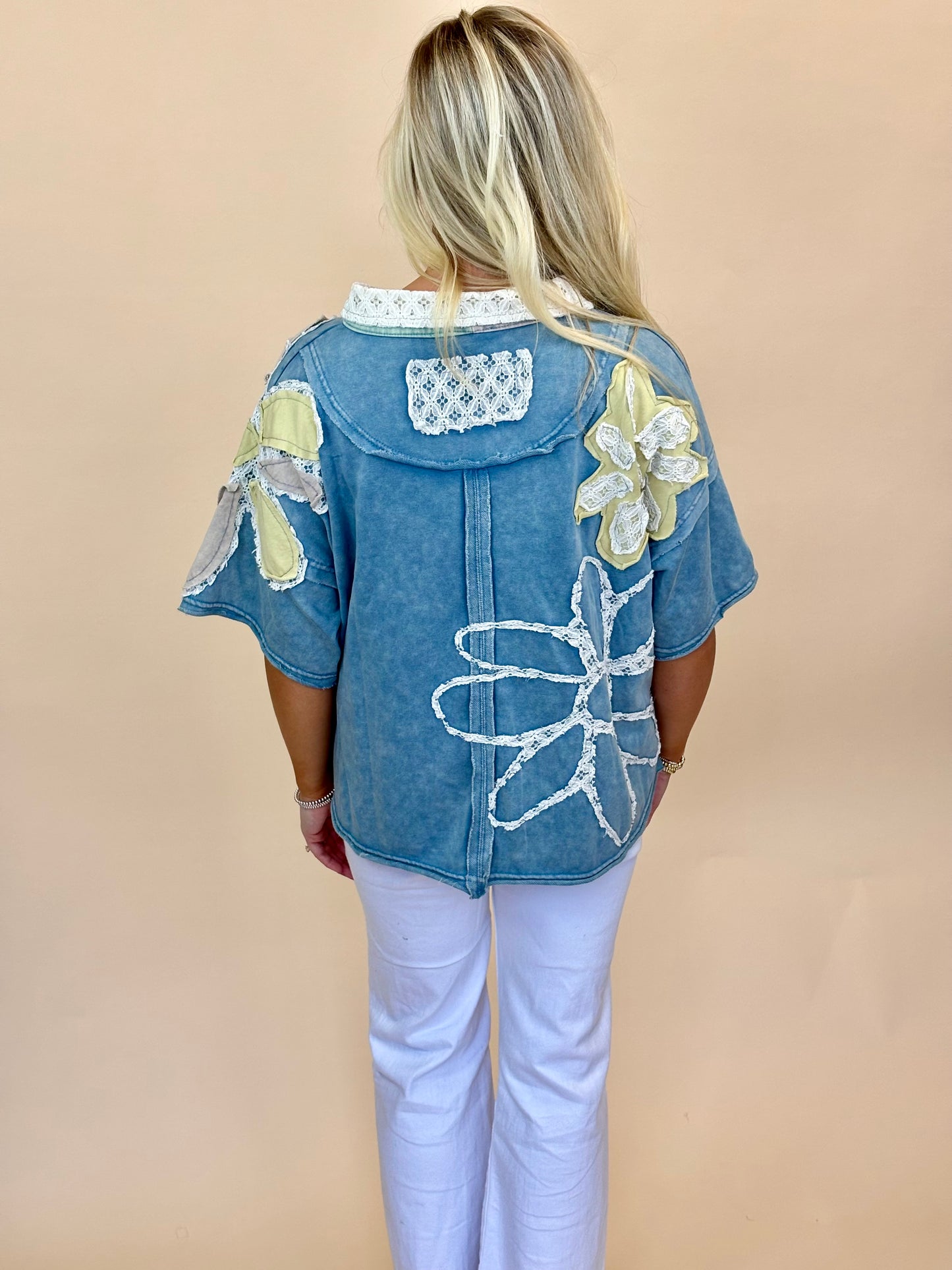 Oli and Hali daisy knit flower patchwork collared pullovers