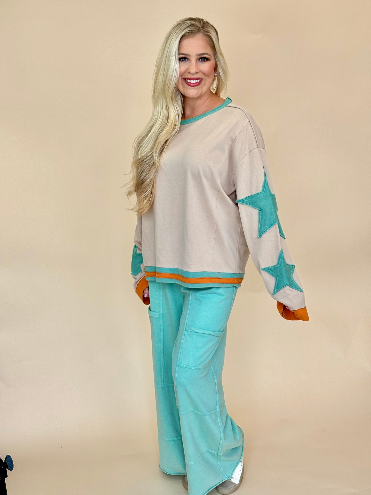 Sage + Fig star patch sweatshirt