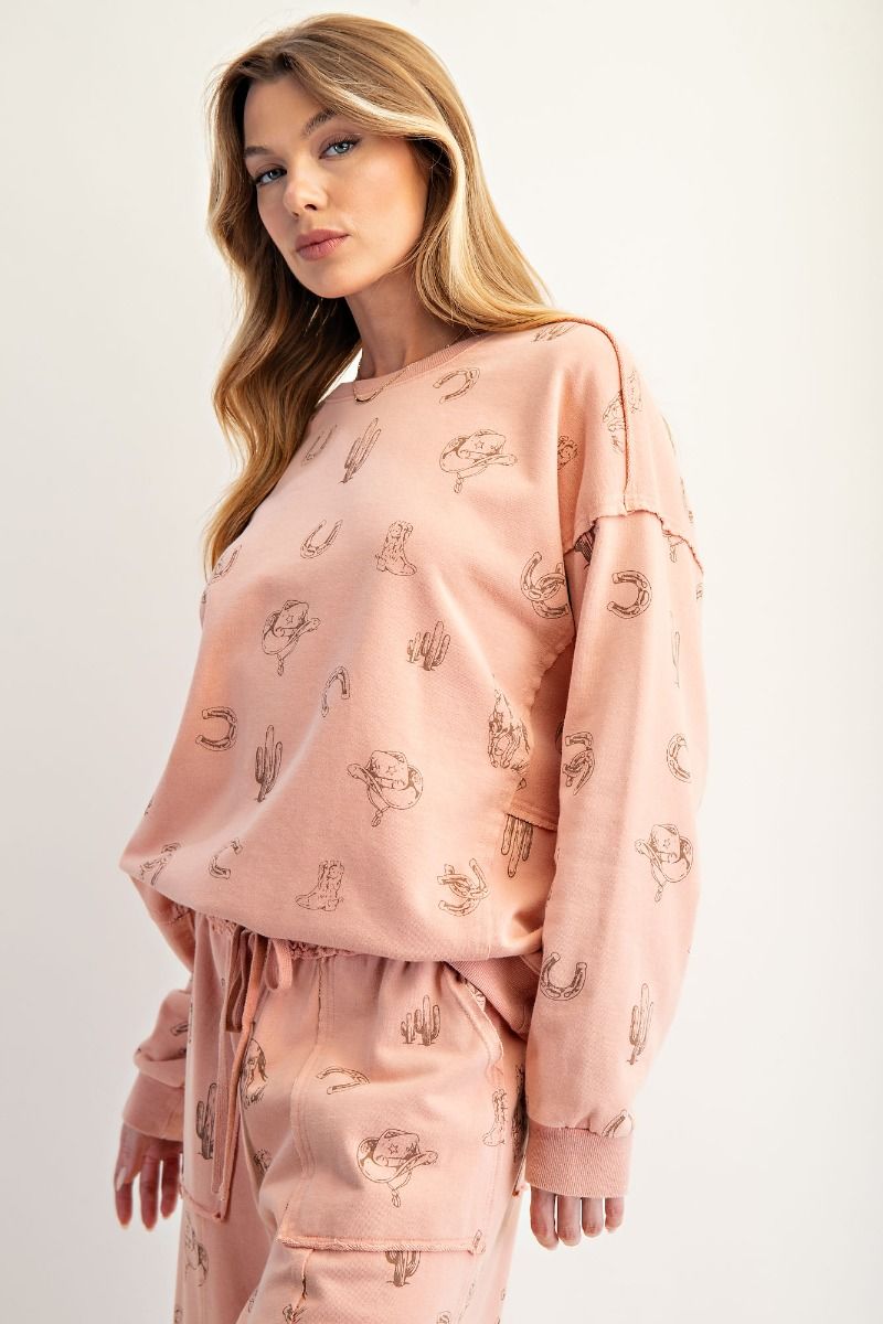 Easel western twill terry knit set
