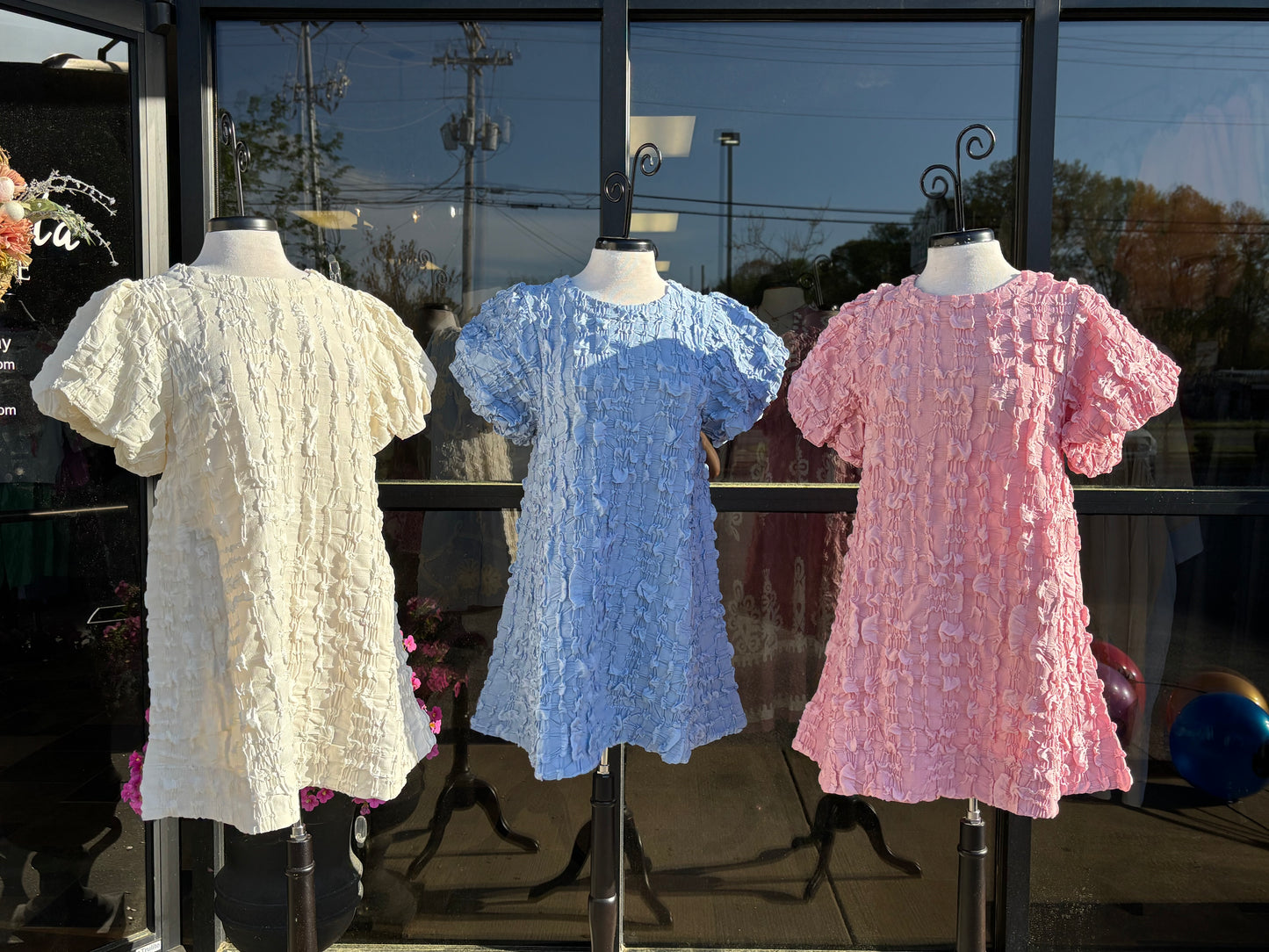 Umgee crinkle dresses with puff sleeve