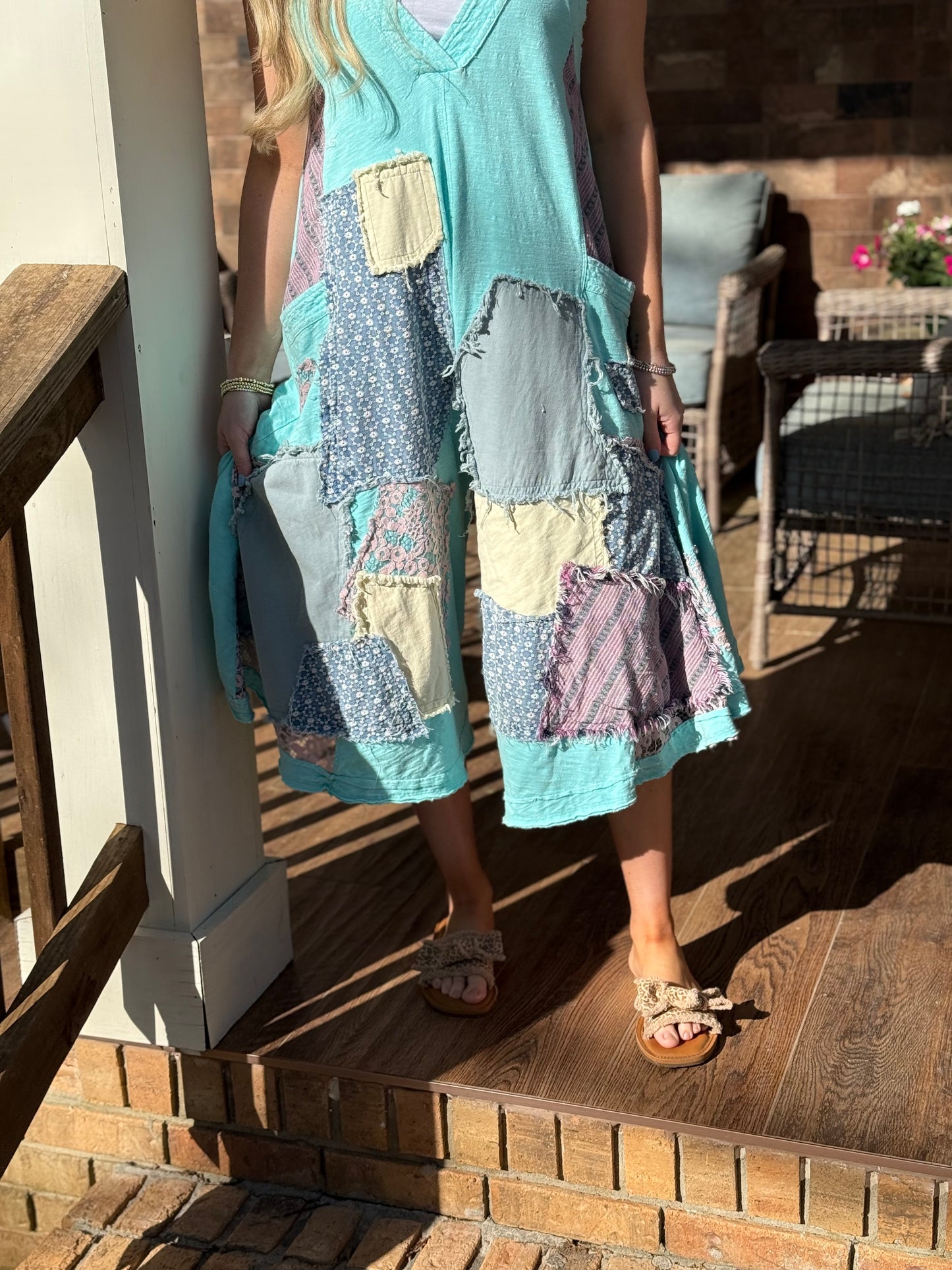 Blue velvet patchwork jumpers