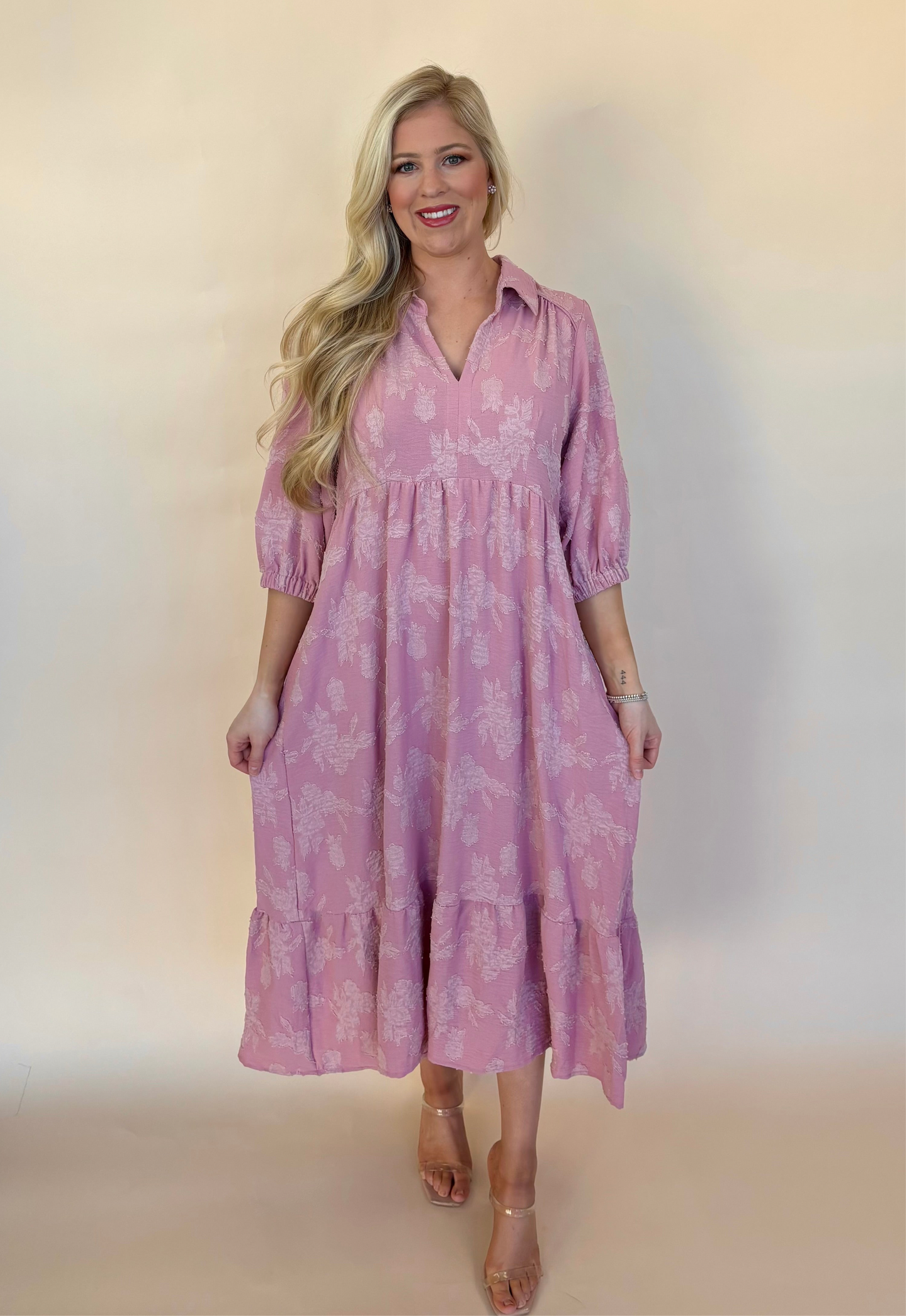 Umgee blush burnout midi dress