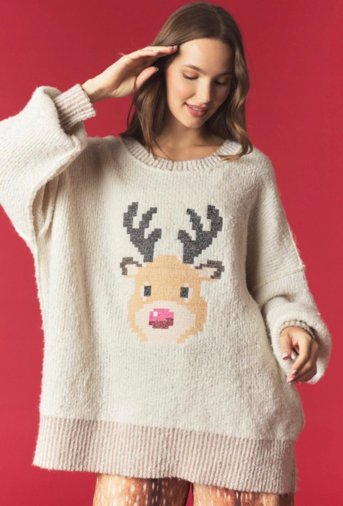 Rosy the reindeer oversized sweater