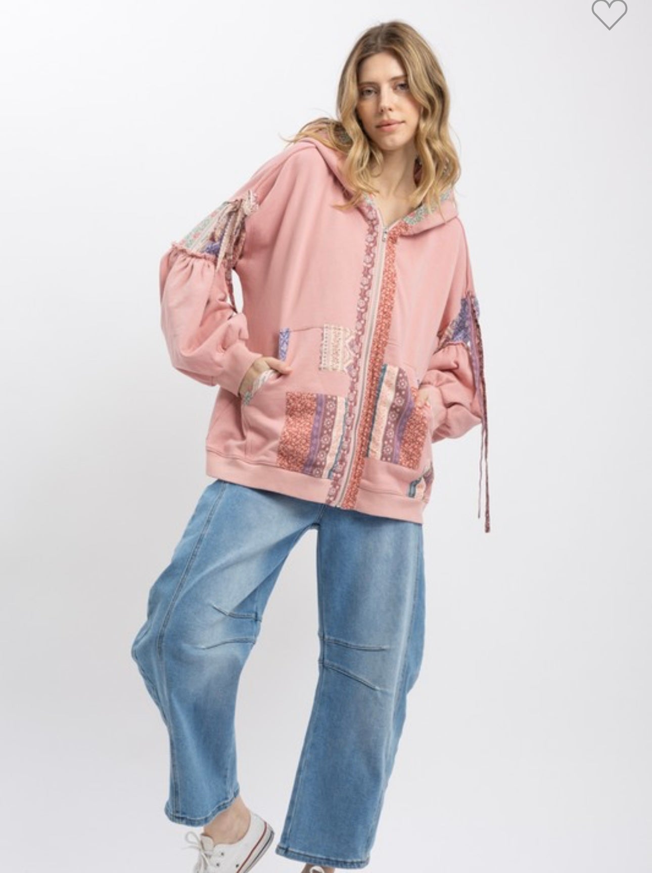 Blue velvet patch zip up