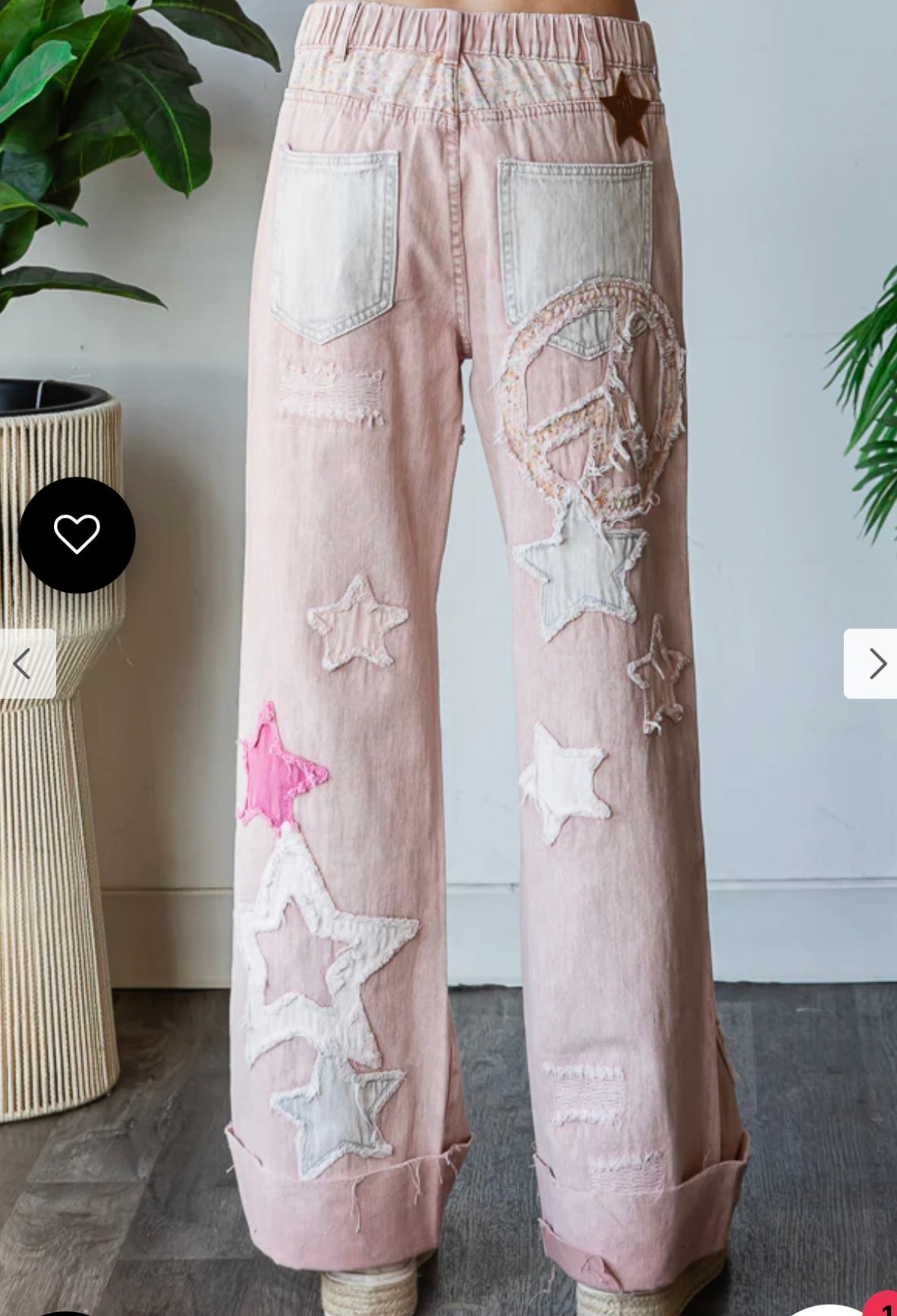 Oli and Hali peace + stars patchwork cuff jeans