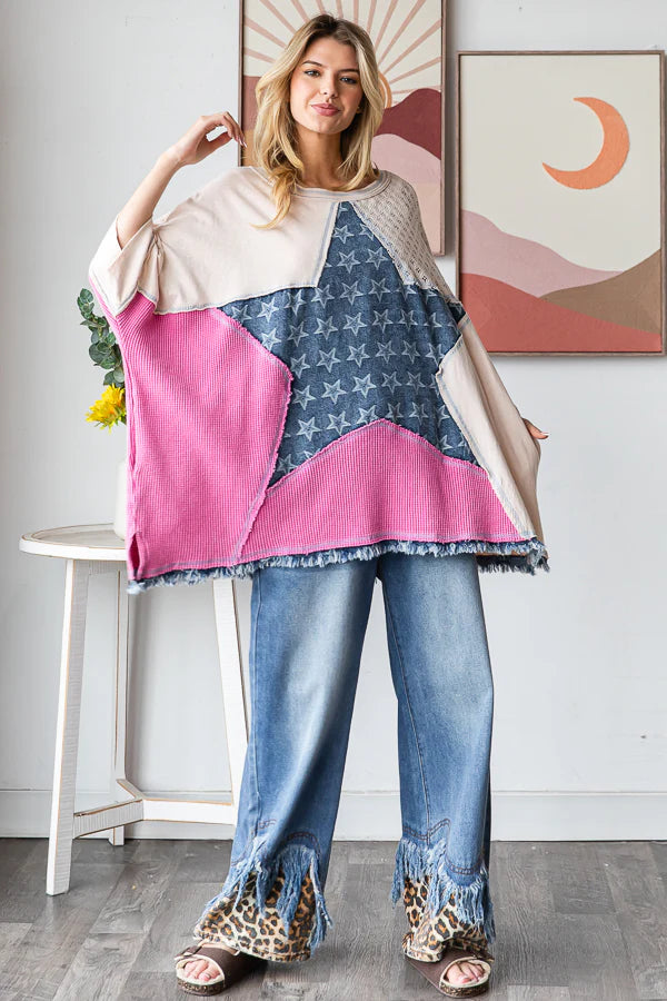 Oli and Hali denim patch star top