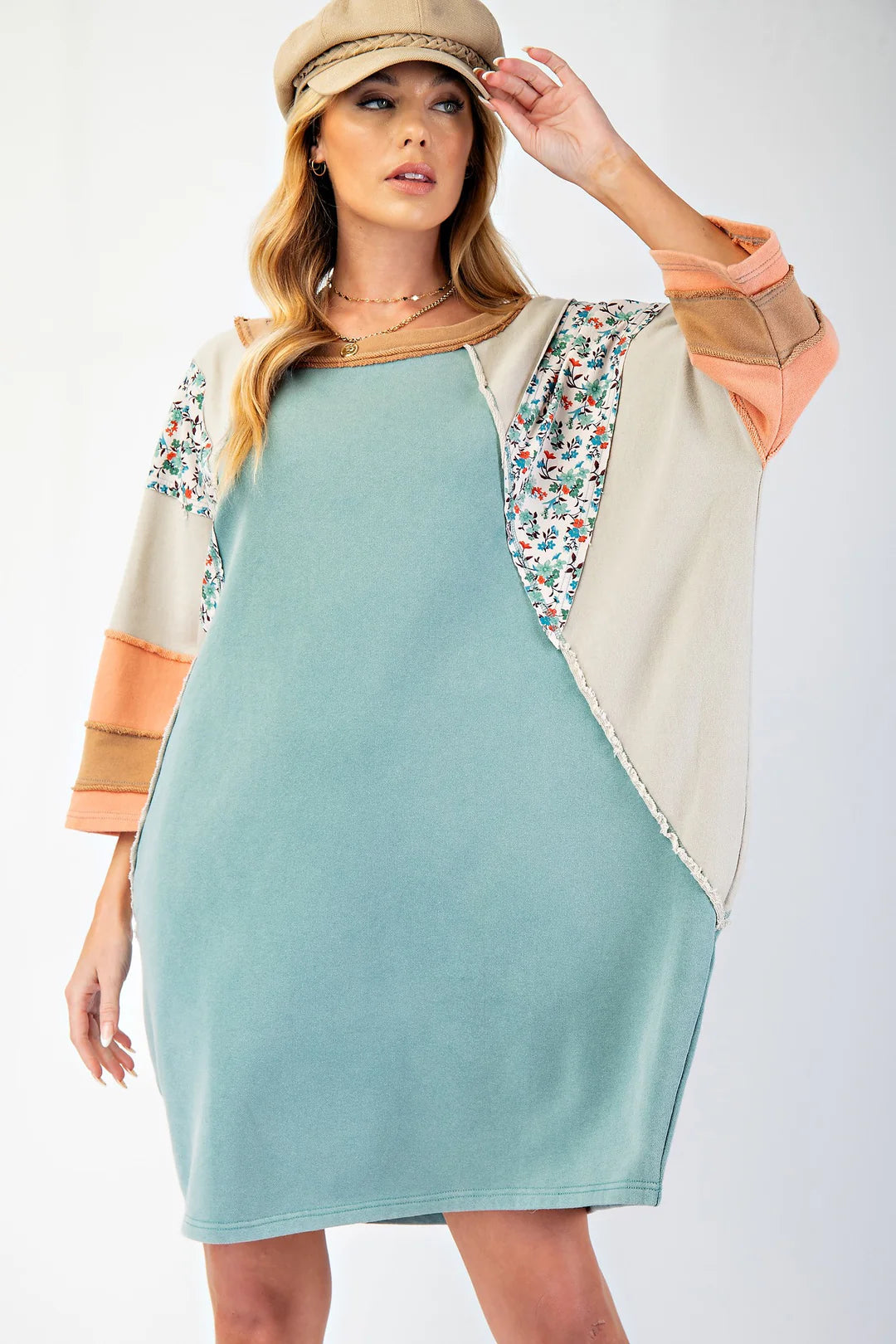 Easel mineral wash sweatshirt dress