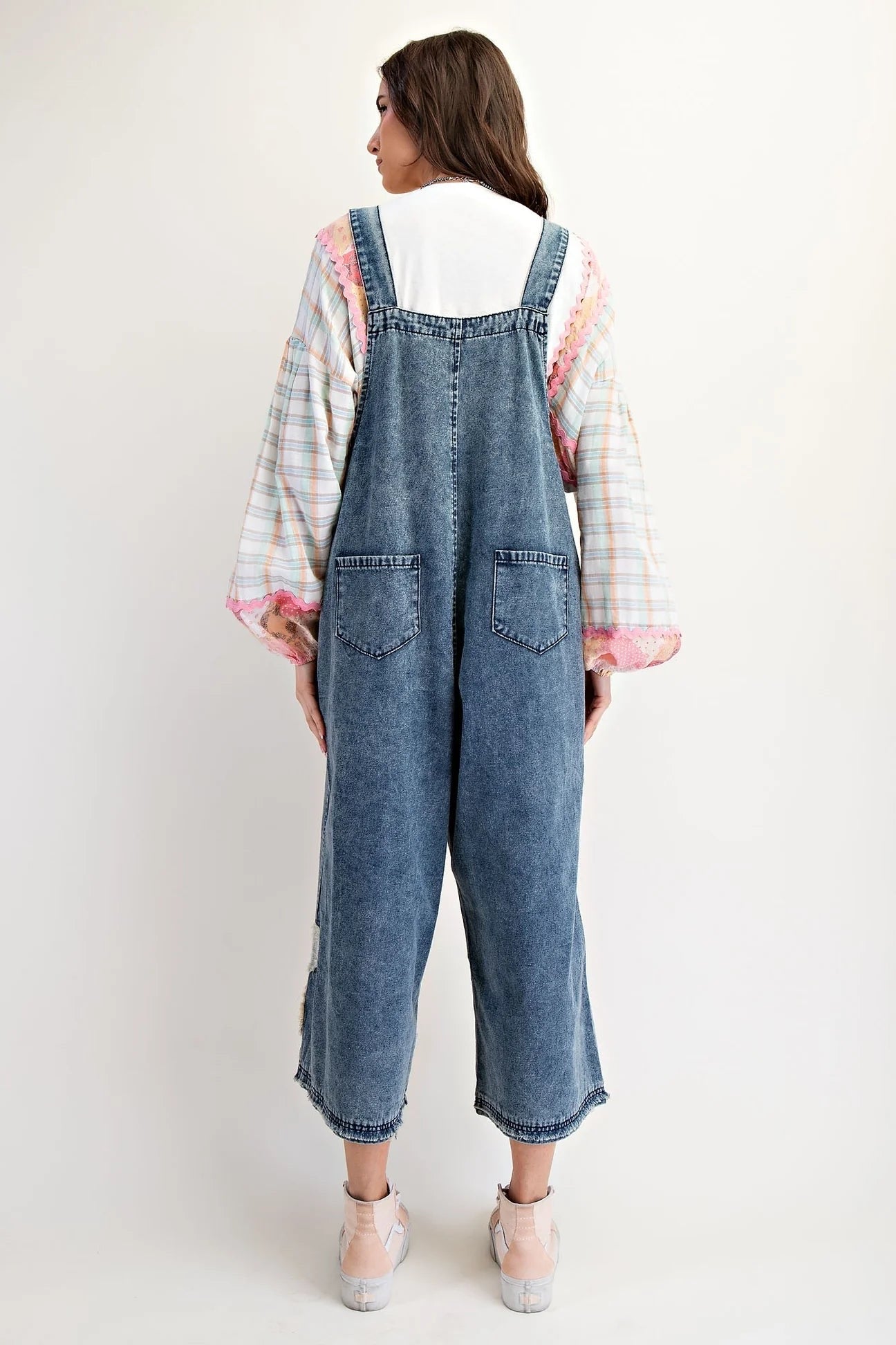 Easel patchwork denim overalls
