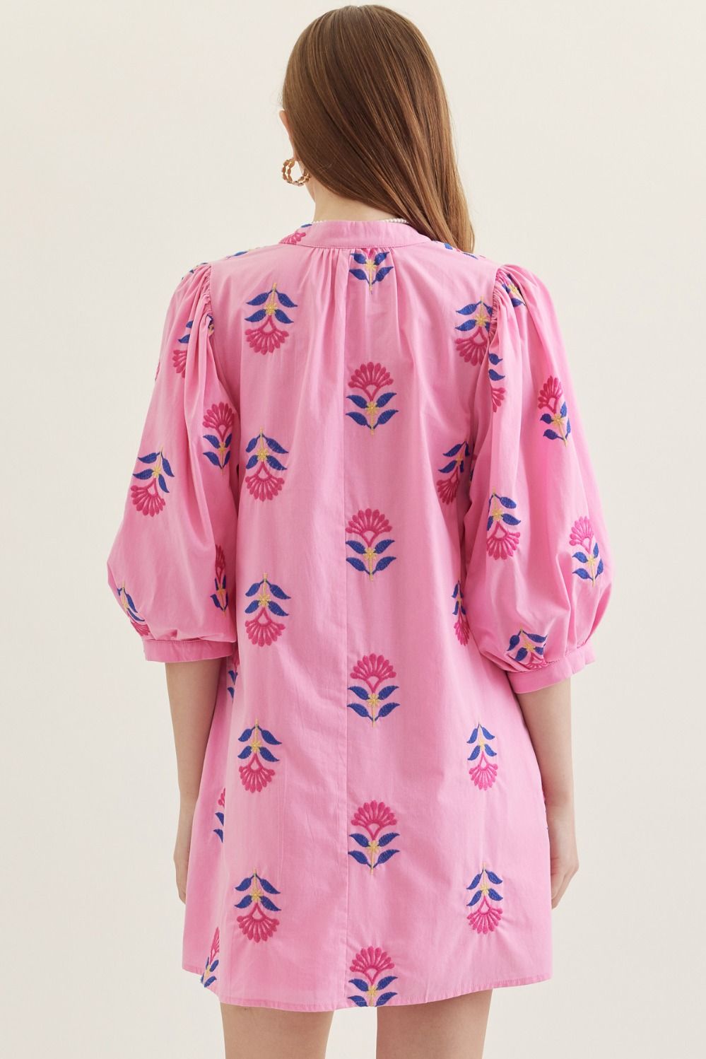 Entro pink mix embroidered dress