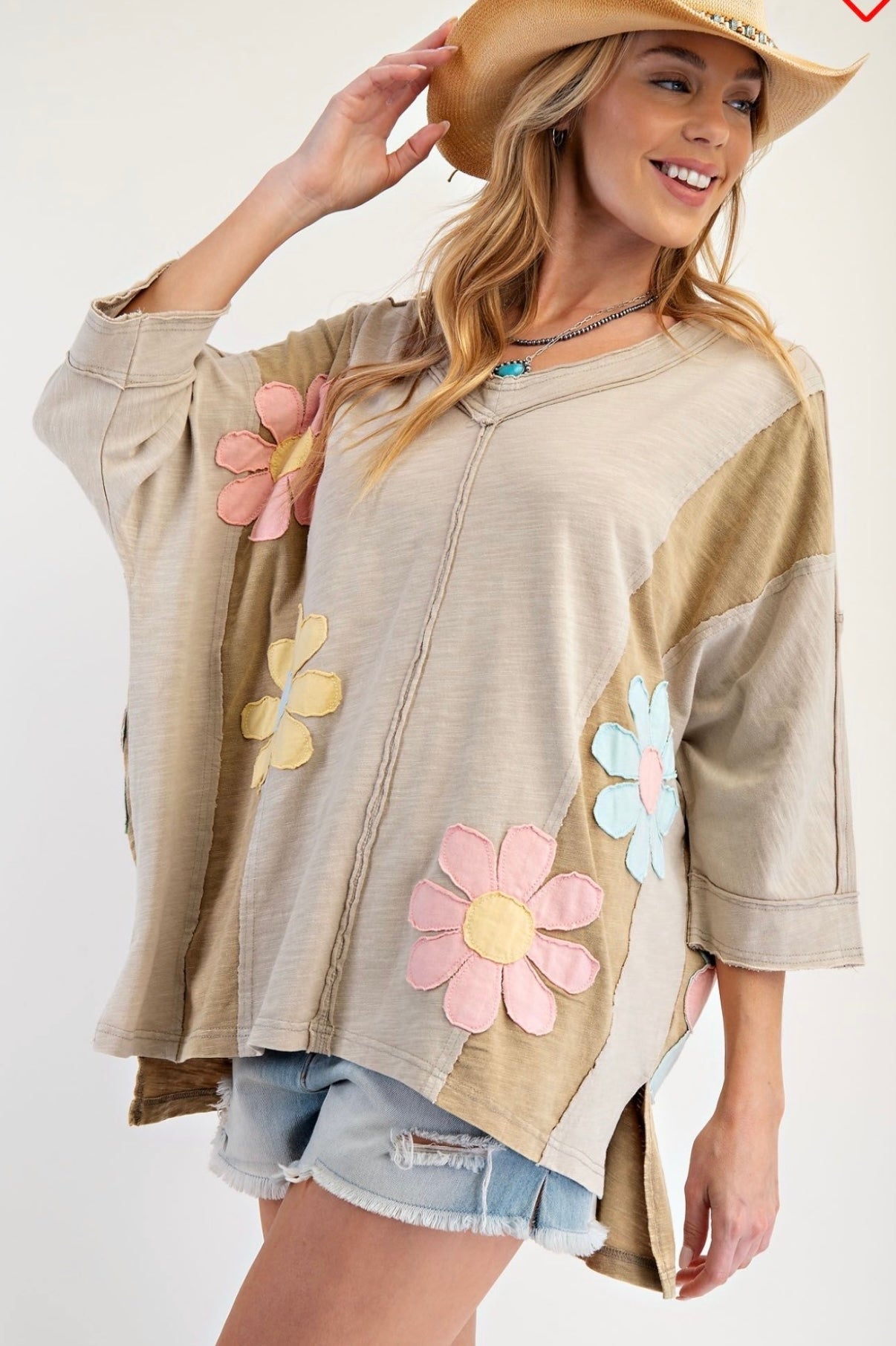 Easel patchwork pullover tops