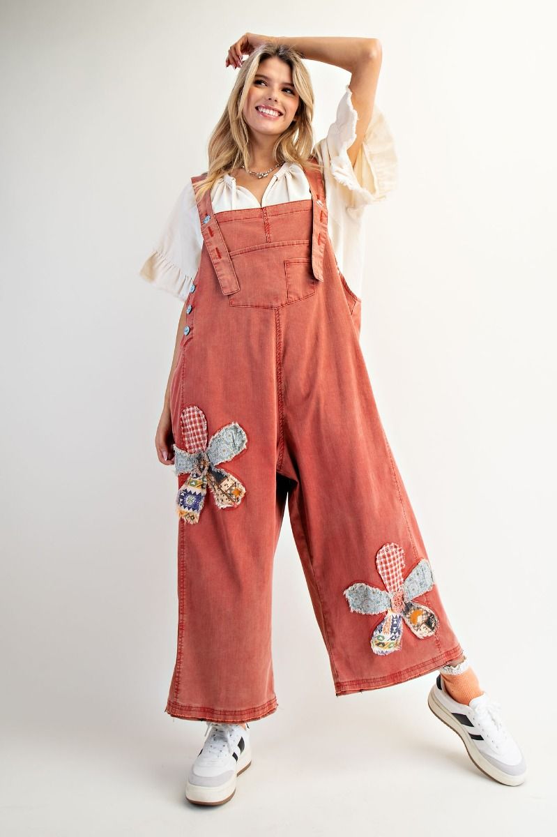 Easel patchwork denim overalls