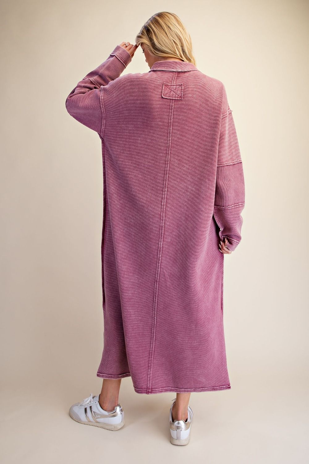 EASEL WASHED TEXTURED KNIT HENELY DRESS
