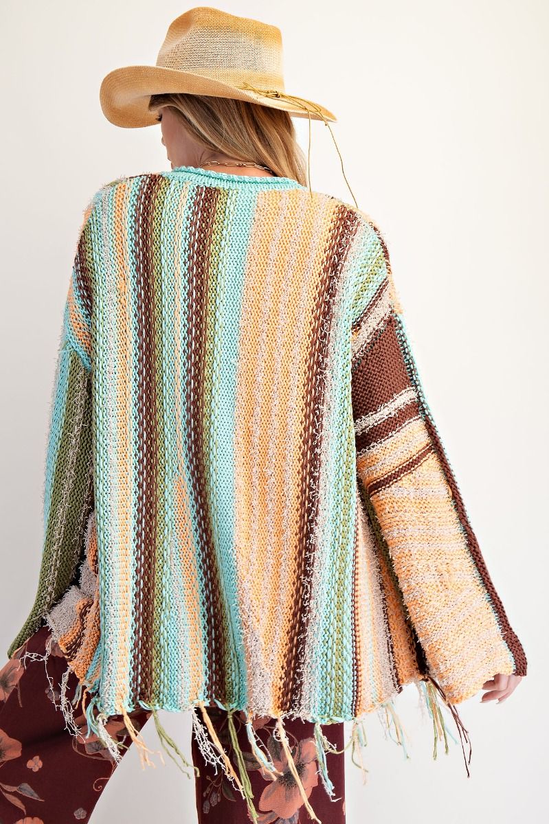 Easel MULTI COLOR KNITTED BUTTON DOWN CARDIGAN