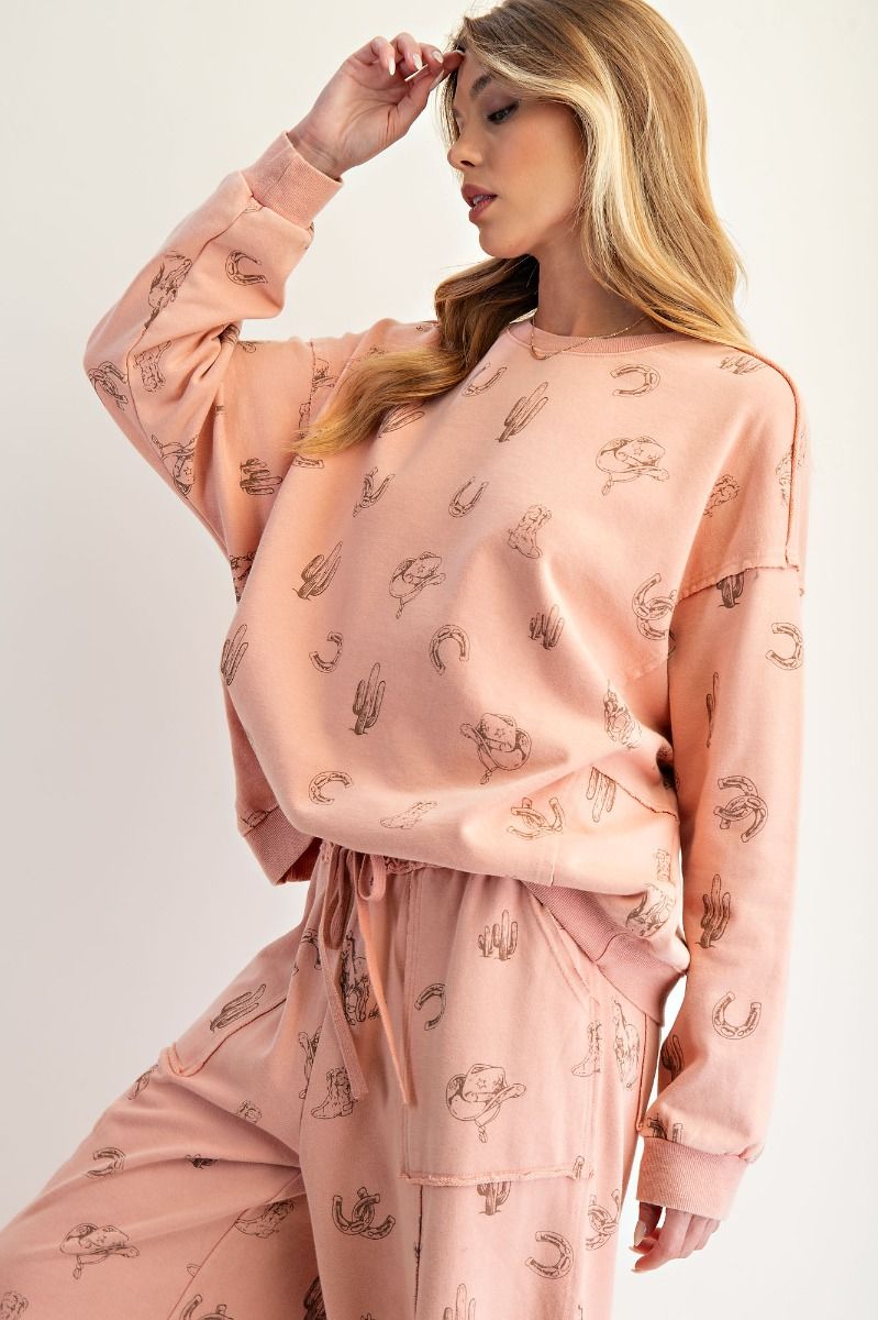 Easel western twill terry knit set