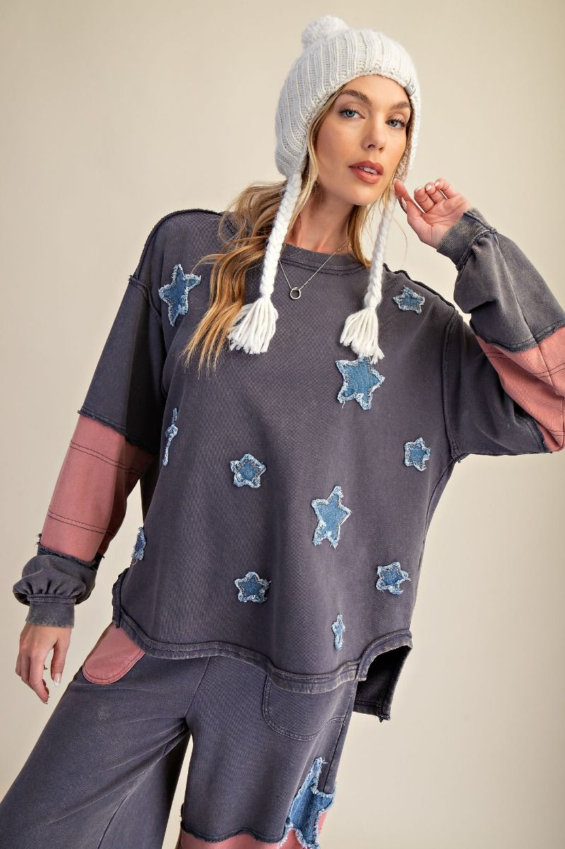 Easel star knit patch pant sets
