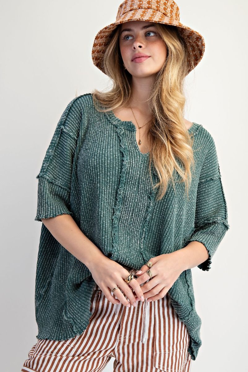 Easel waffle knit tops