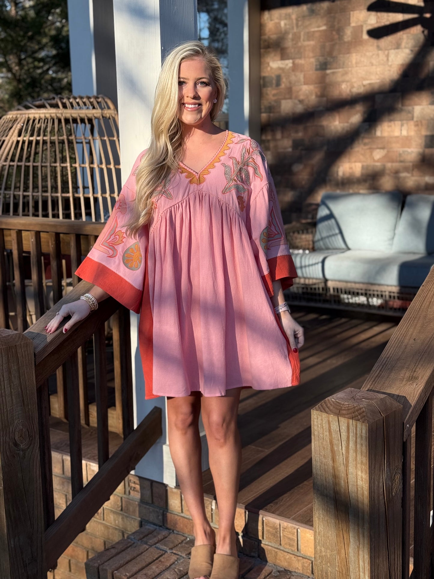 Easel embroidered tunic dress