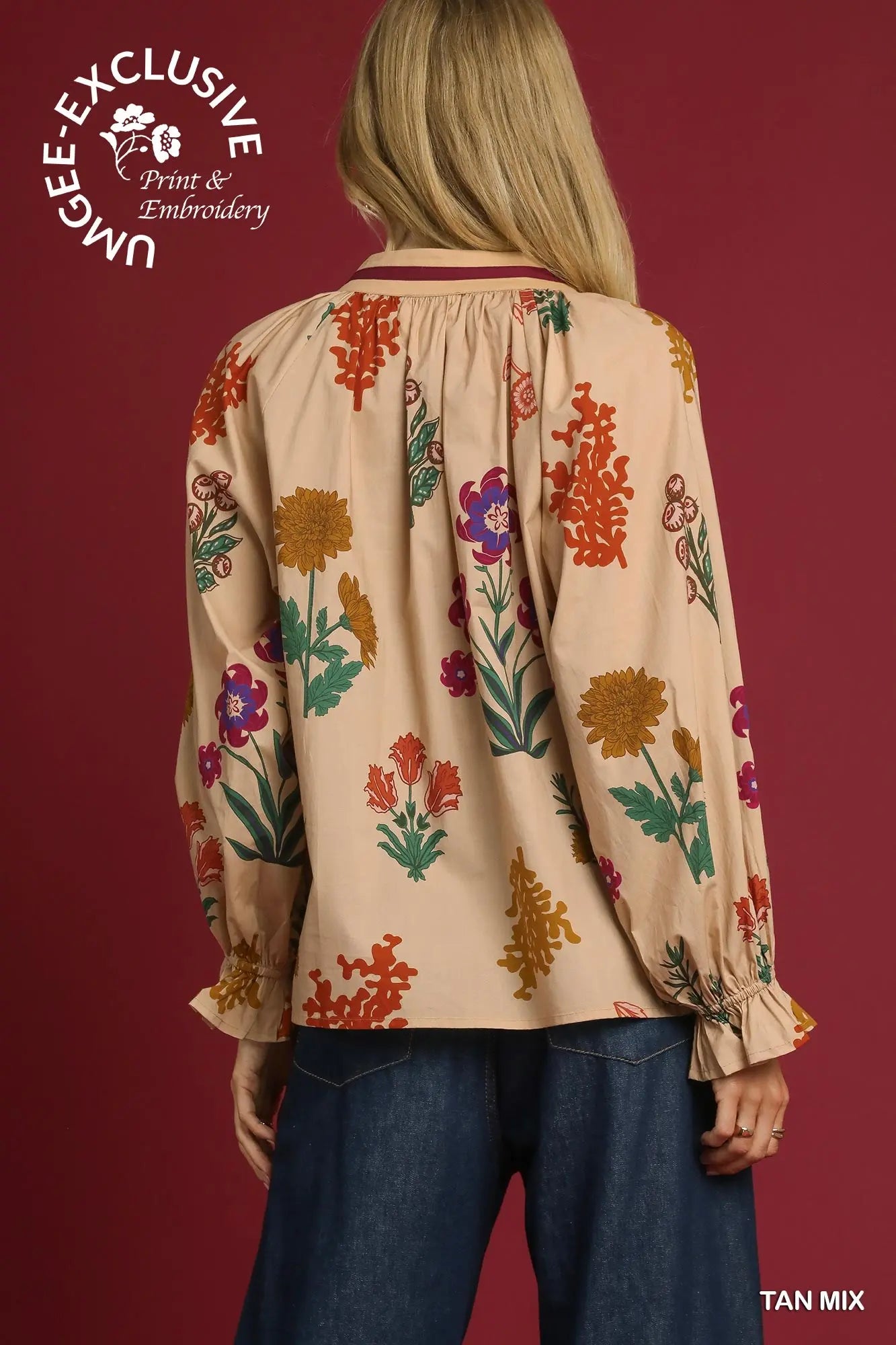 Umgee printed top taupe