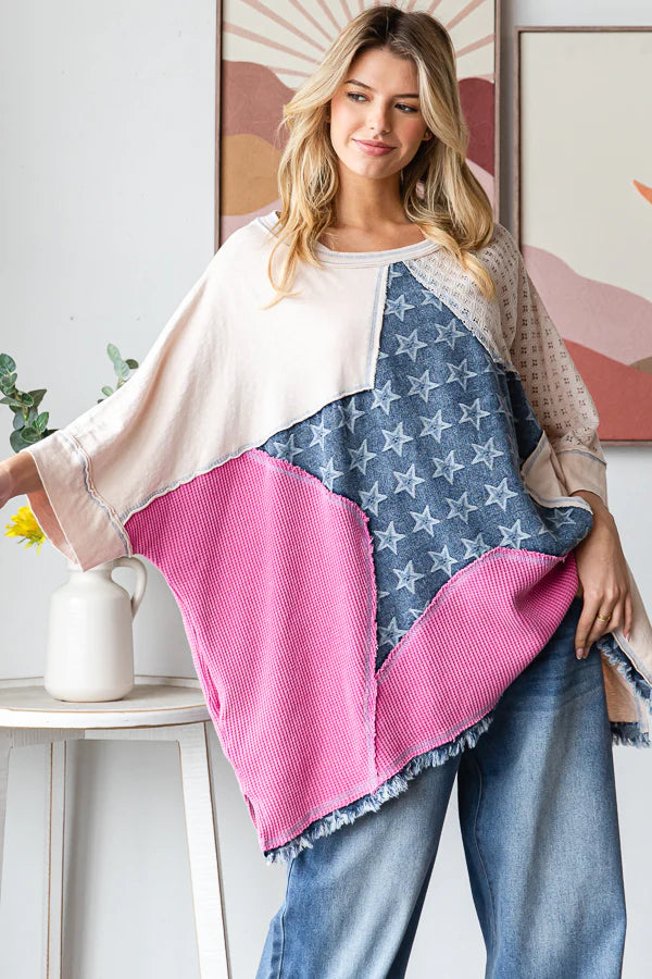 Oli and Hali denim patch star top