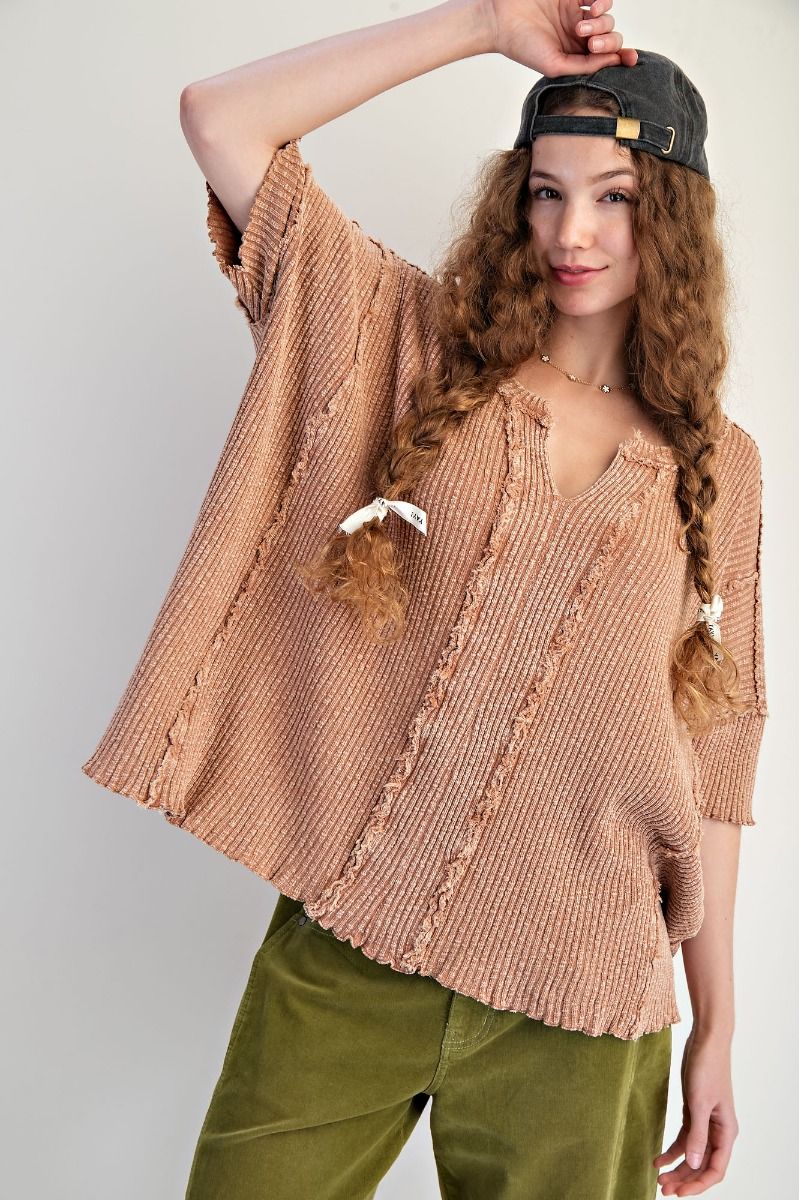Easel waffle knit tops