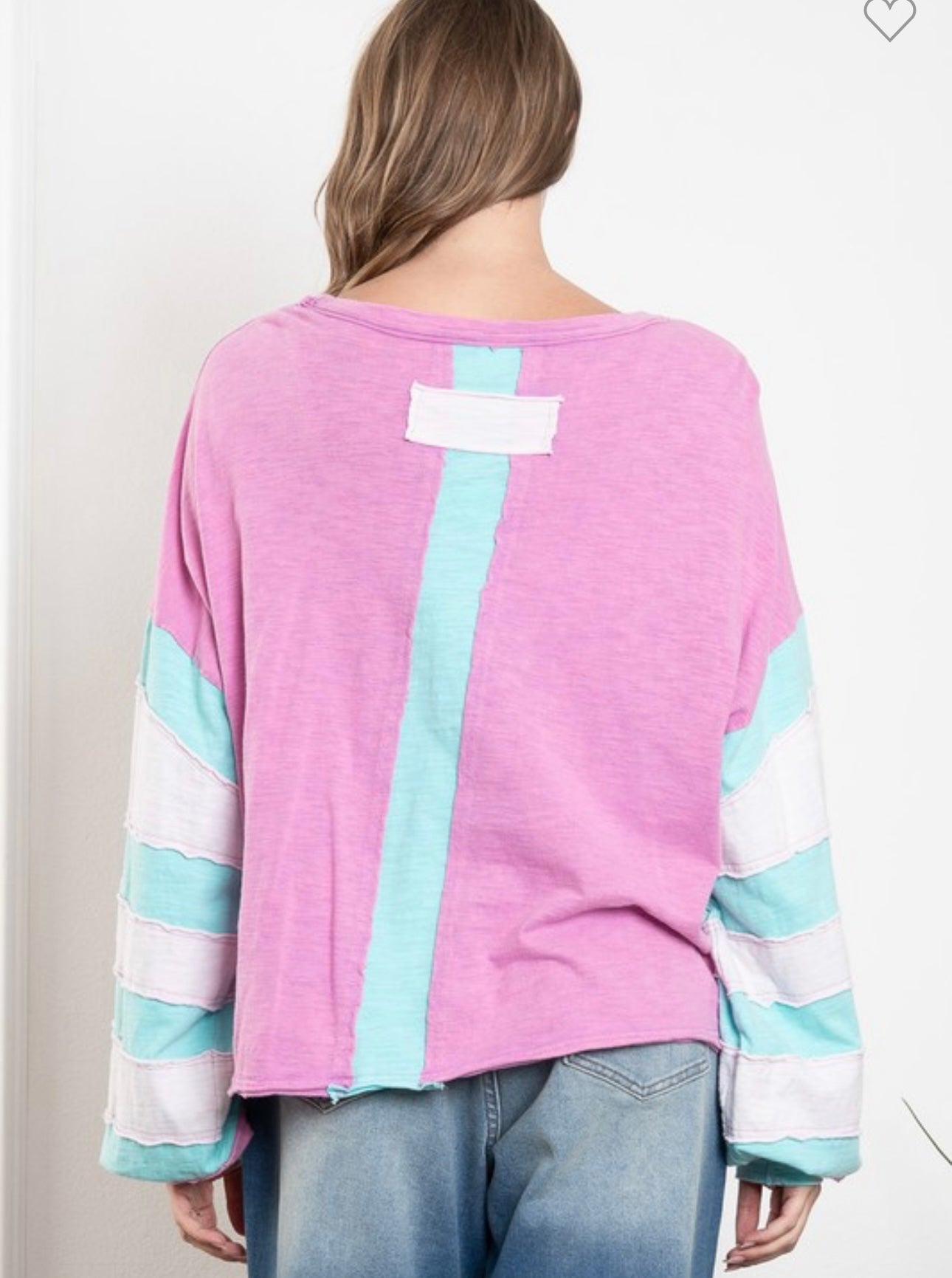 Blue velvet pink & mint daisy top