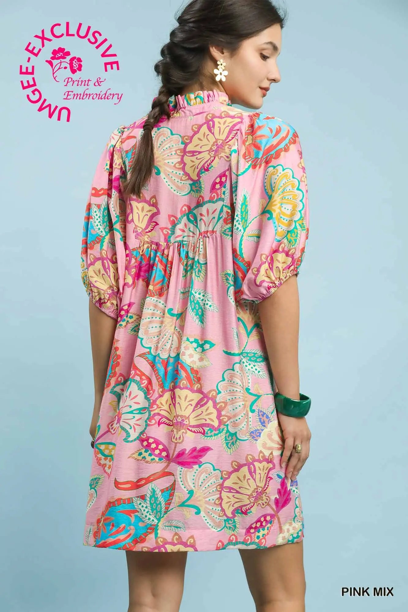 Umgee pink mix floral dress