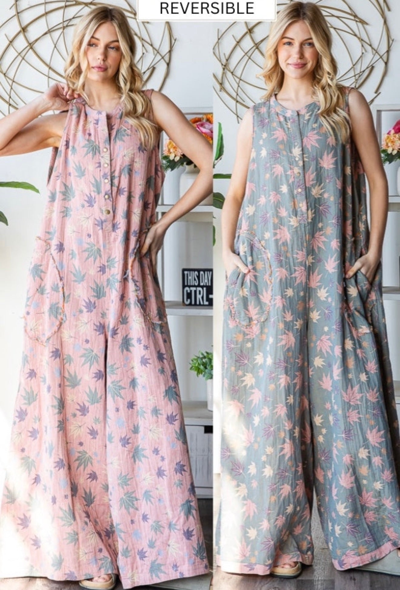 Oli and Hali floral gauze reversible jumper