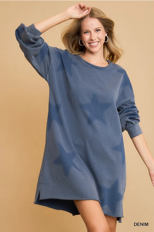 Umgee star mineral wash sweatshirt dresses