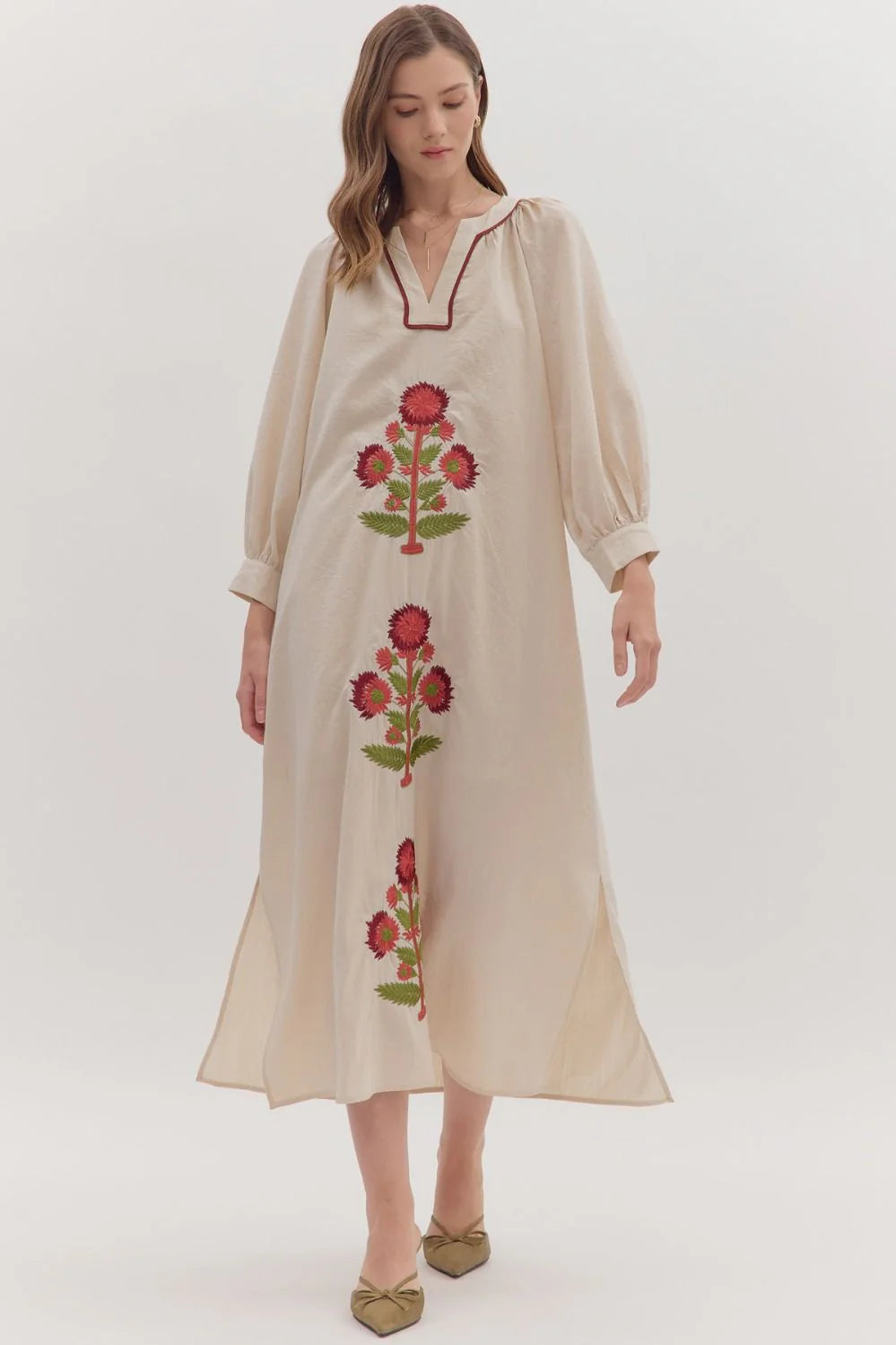 Entro embroidered midi dress L