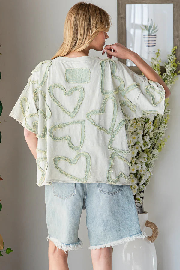 Oli and Hali all over heart patch top mint