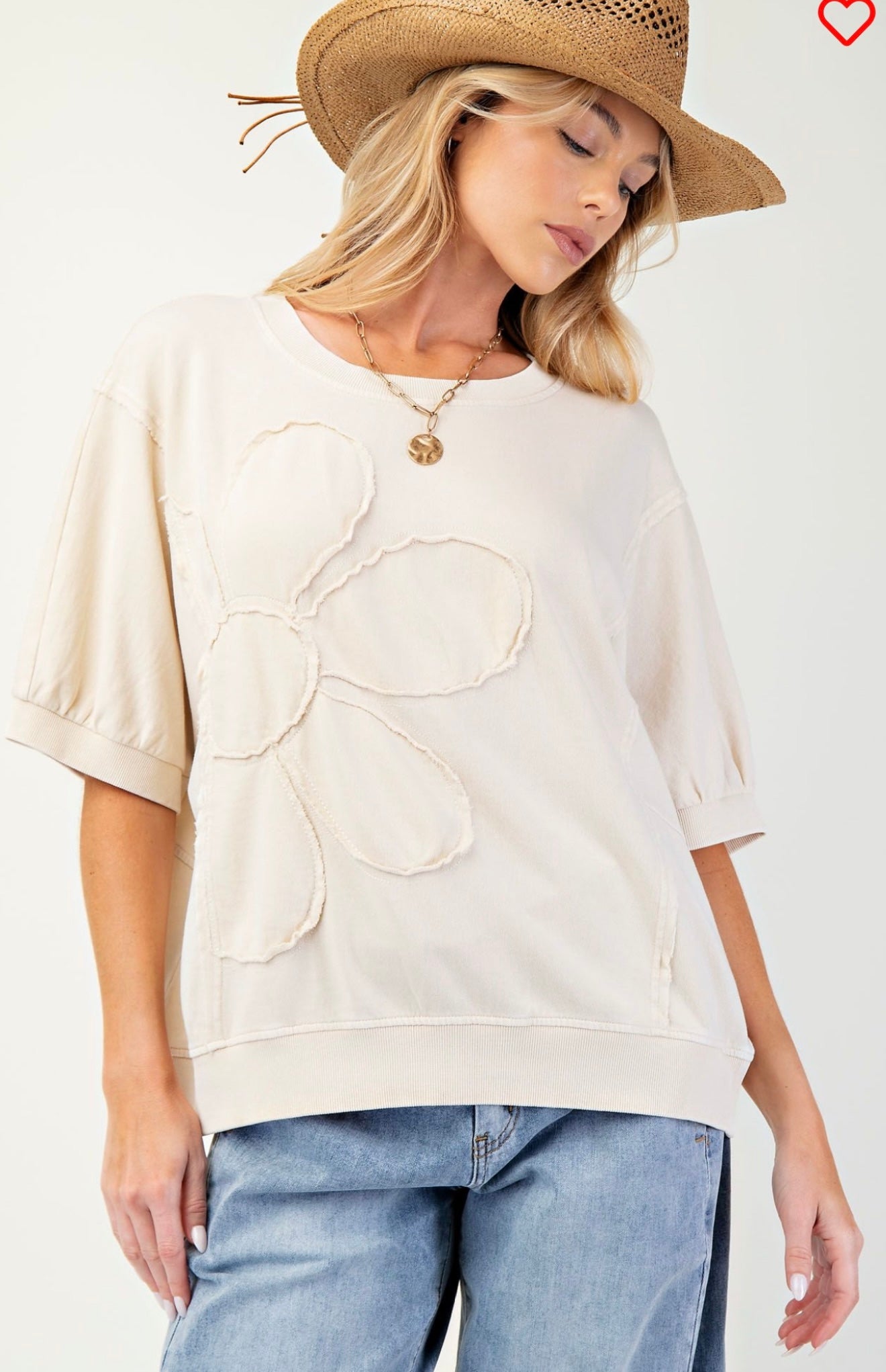 Easel raised flower sweatshirt tops