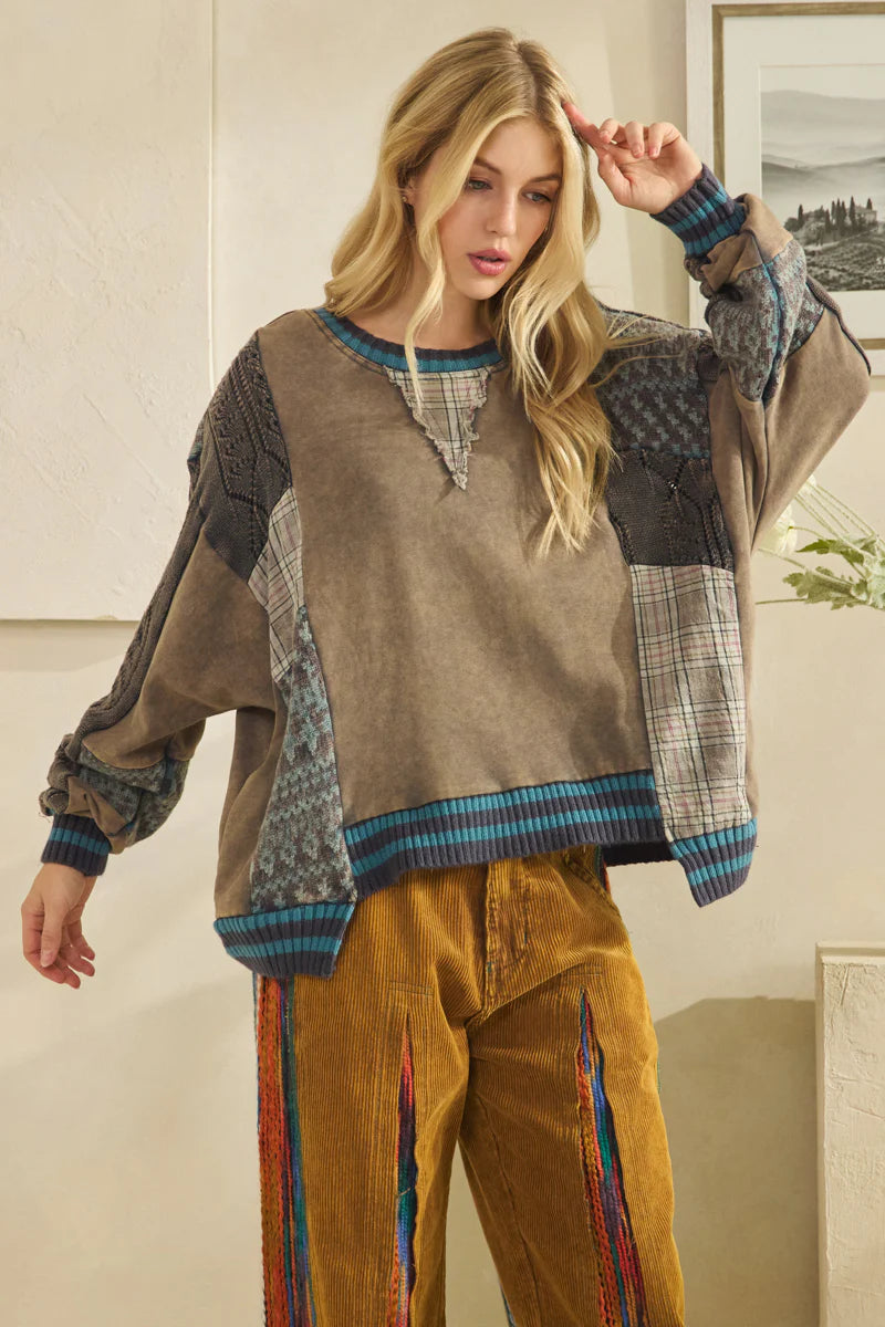 Oli and Hali sweater mix fabric sweatshirt
