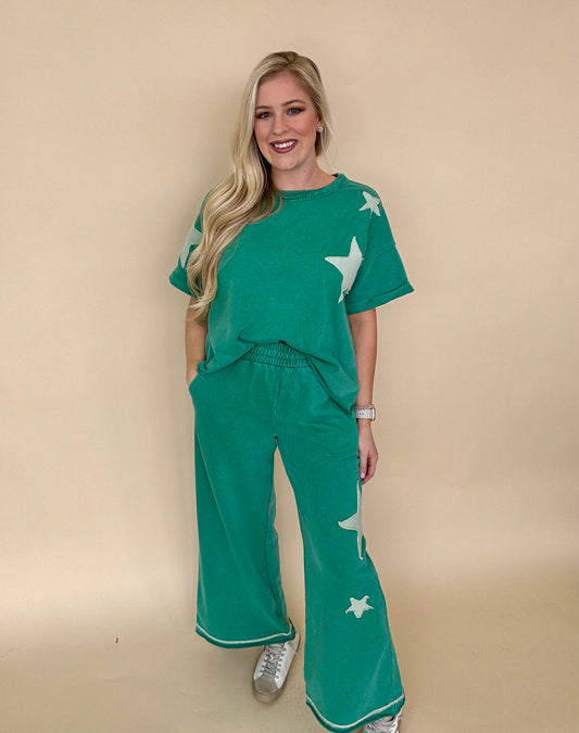 Umgee Atlantis green knit pant set