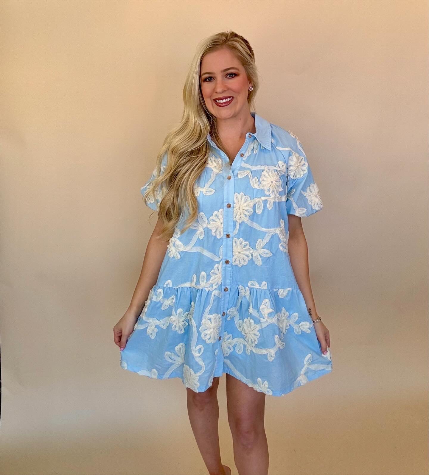 Entro button down dresses with raised detailing S / Orange Entro button down dresses with raised detailing S / Orange