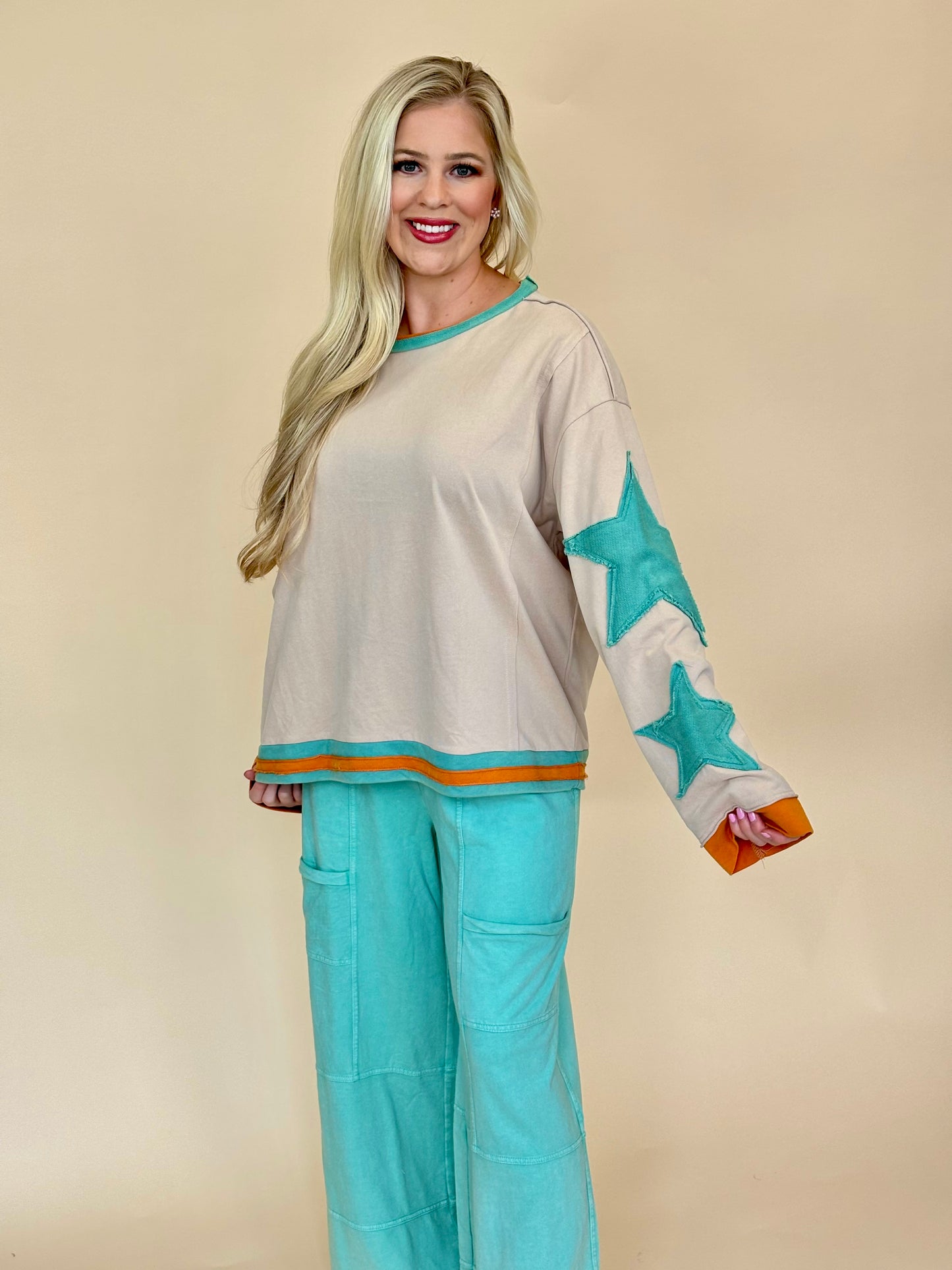 Sage + Fig star patch sweatshirt