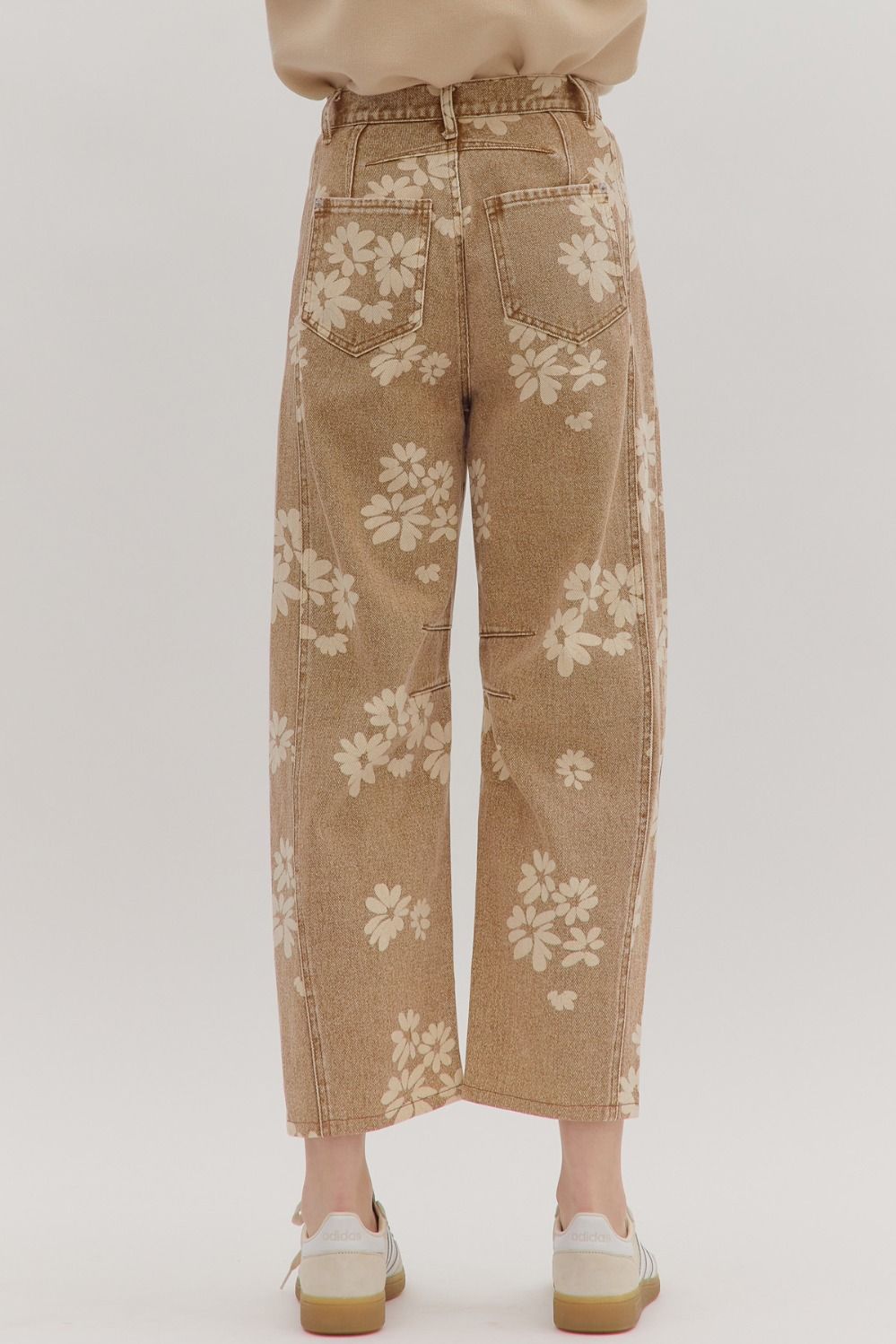 Entro Floral print jeans camel